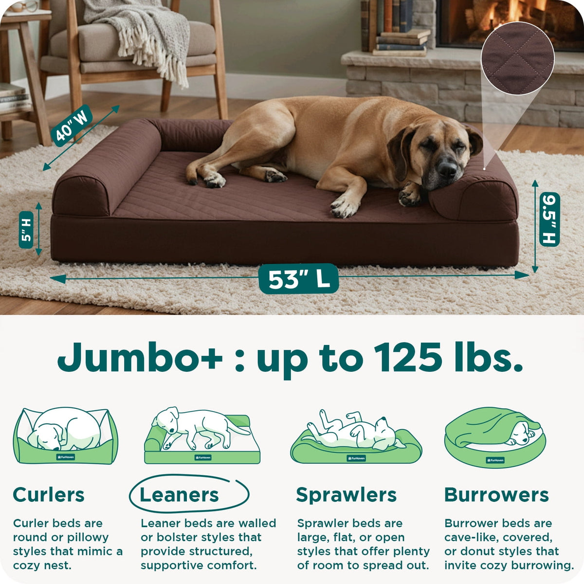 FurHaven Classic Sofa Orthopedic Dog Bed For Large Dogs - image 3 of 6