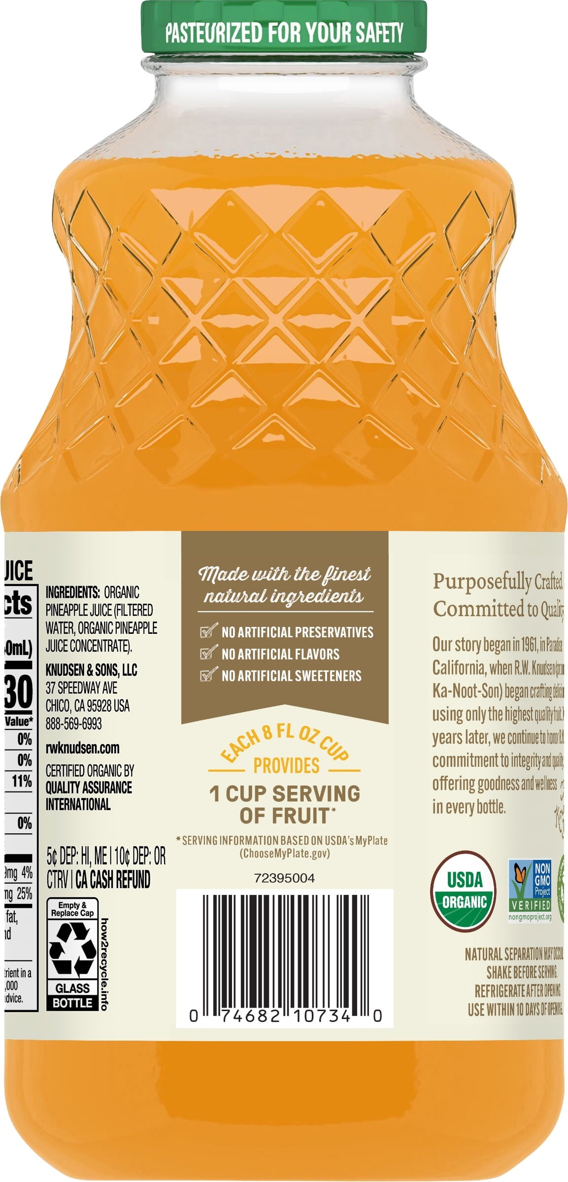 R.W. Knudsen Family Organic Juice Pineapple, 32.0 FL OZ — coffee and drinks product, view 5