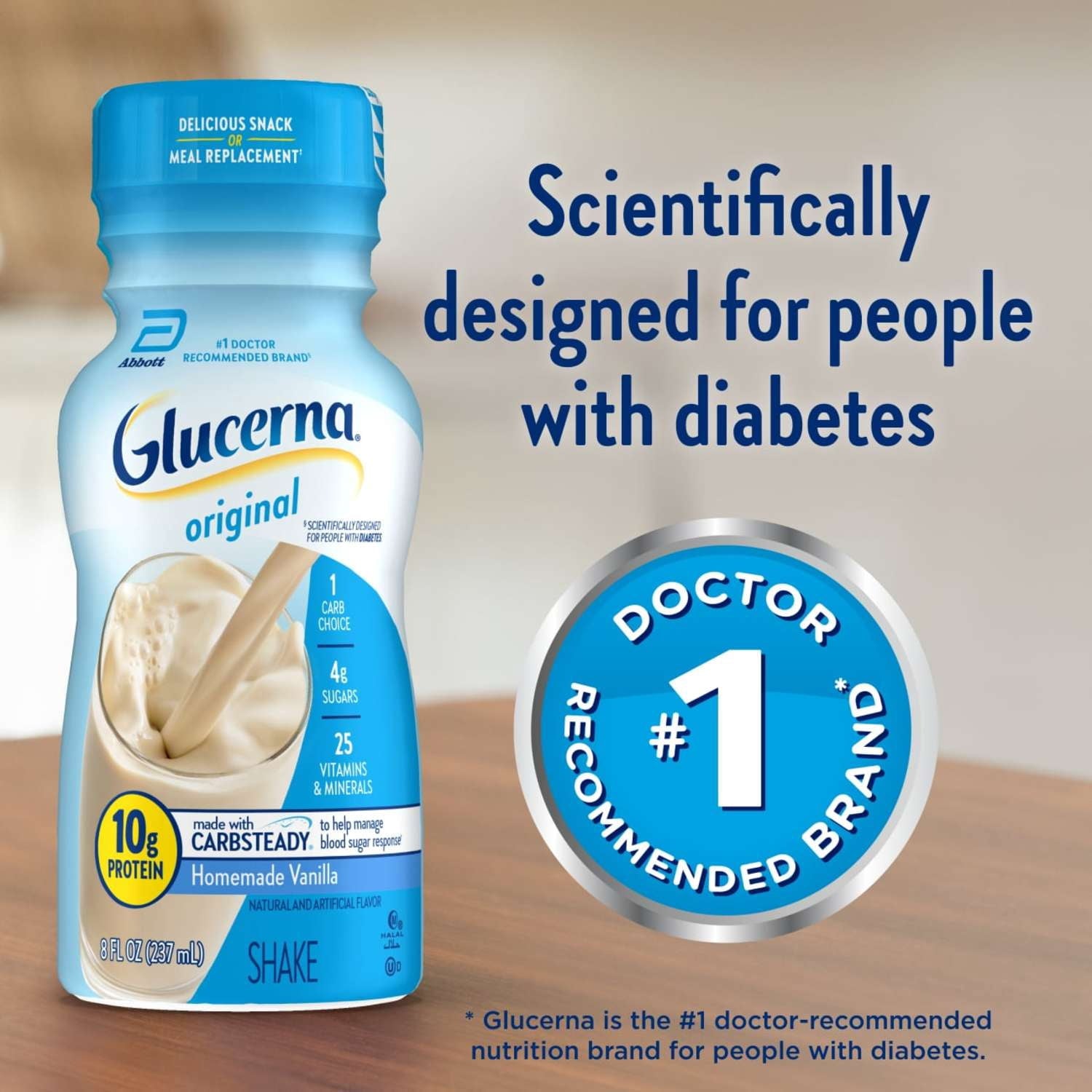 Glucerna Original Diabetic Protein Shake, Homemade Vanilla, 8 fl oz Bottle, 16 Count — sports nutrition product, view 3