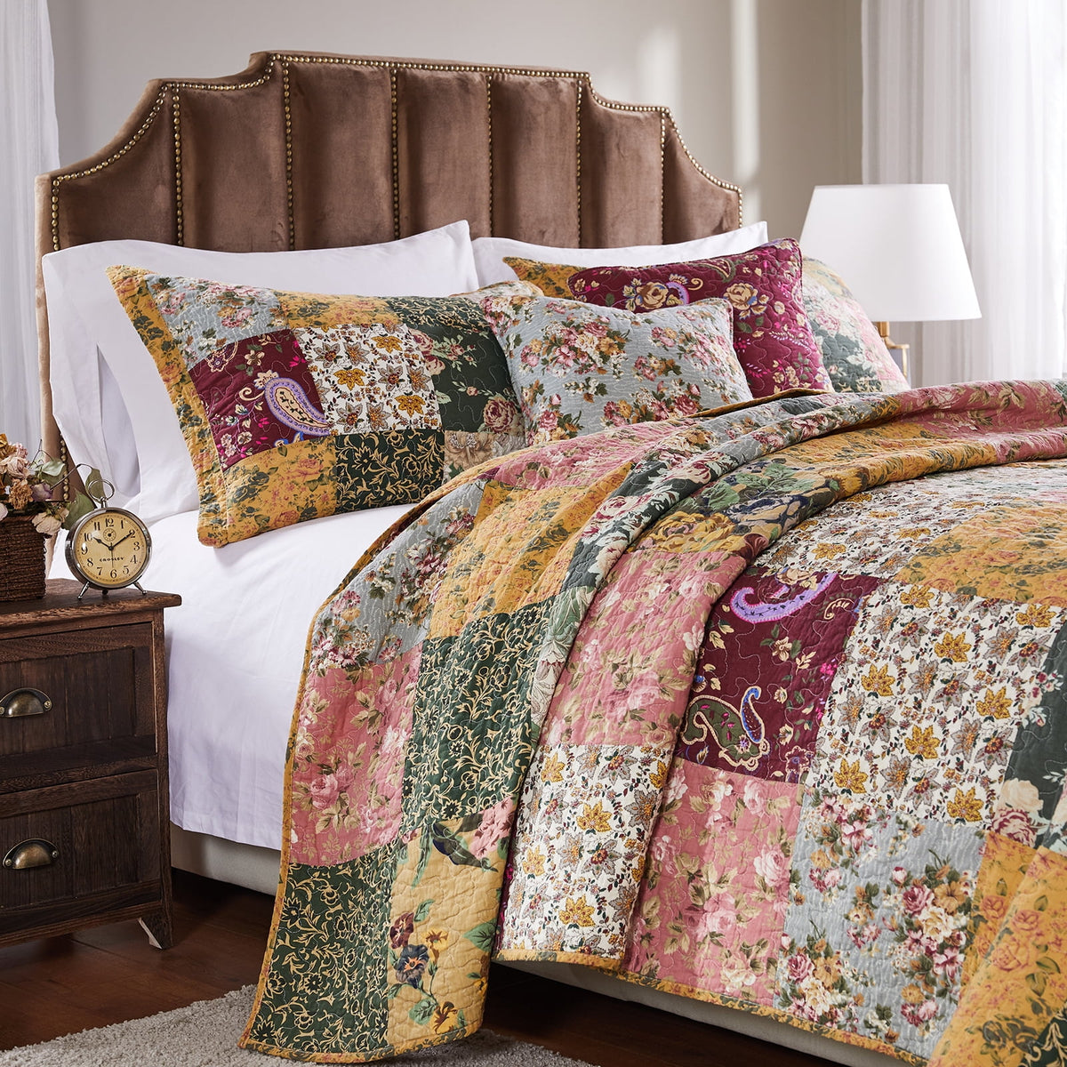 Greenland Home Antique Chic 100% Cotton Patchwork Floral Reversible Oversized Quilt Set - image 6 of 6