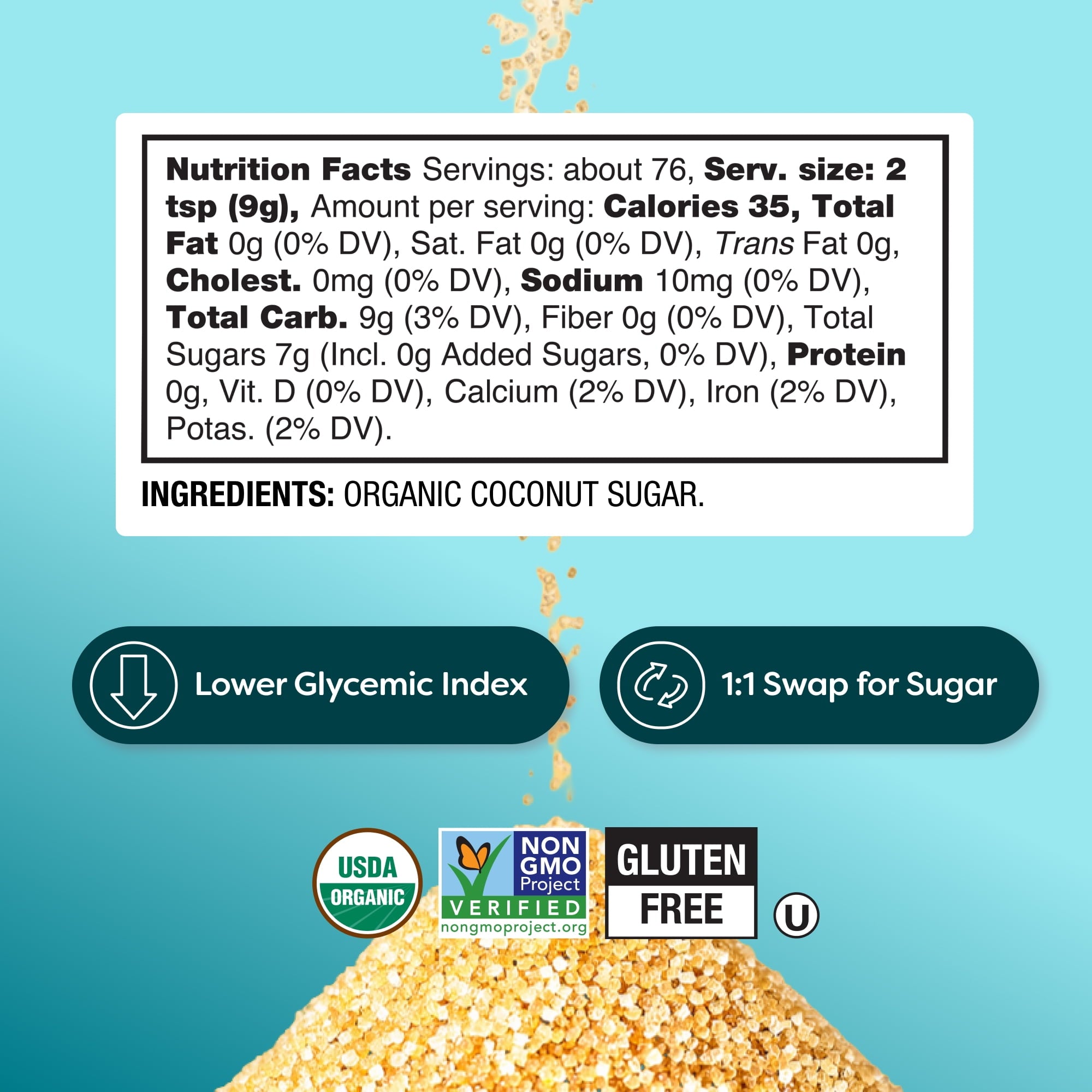 BetterBody Foods Organic Coconut Sugar, 24 oz — grocery product, view 3