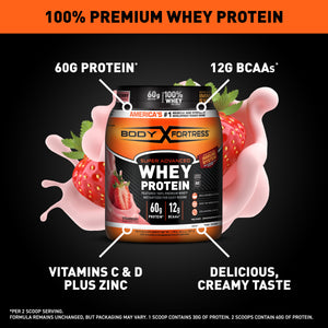 Body Fortress Super Advanced 100% Premium Whey Protein Powder, Strawberry, 60g Protein — sports nutrition product, view 5