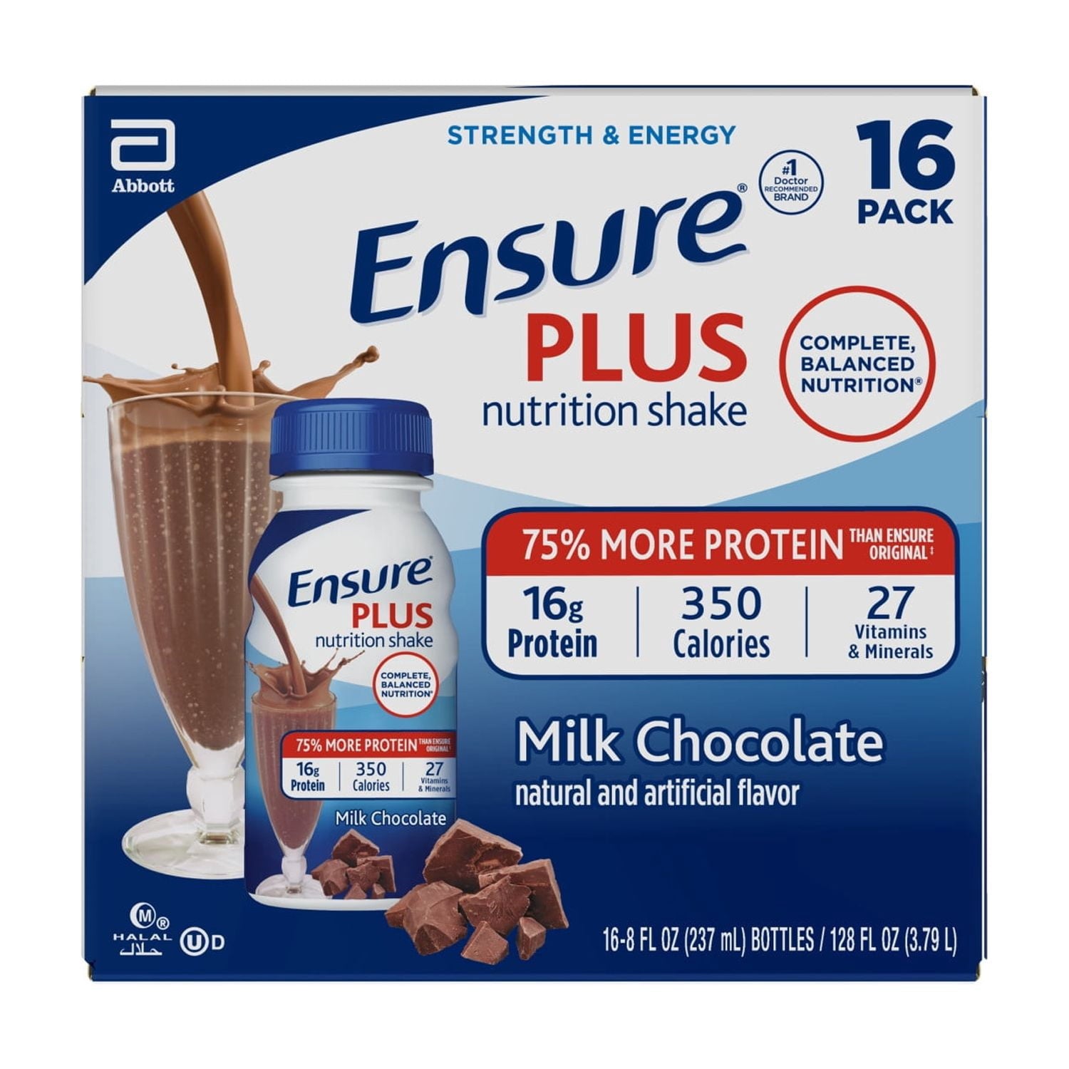 Ensure Plus Meal Replacement Nutrition Shake, Milk Chocolate, 16g Protein, 8 fl oz — sports nutrition product, view 12