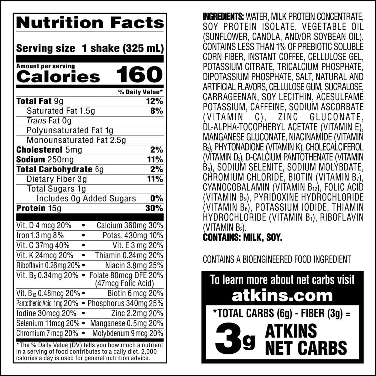 Atkins Café Caramel Iced Coffee Flavor High Protein Shake, 15g of Protein, 1g Sugar — coffee and drinks product, view 7