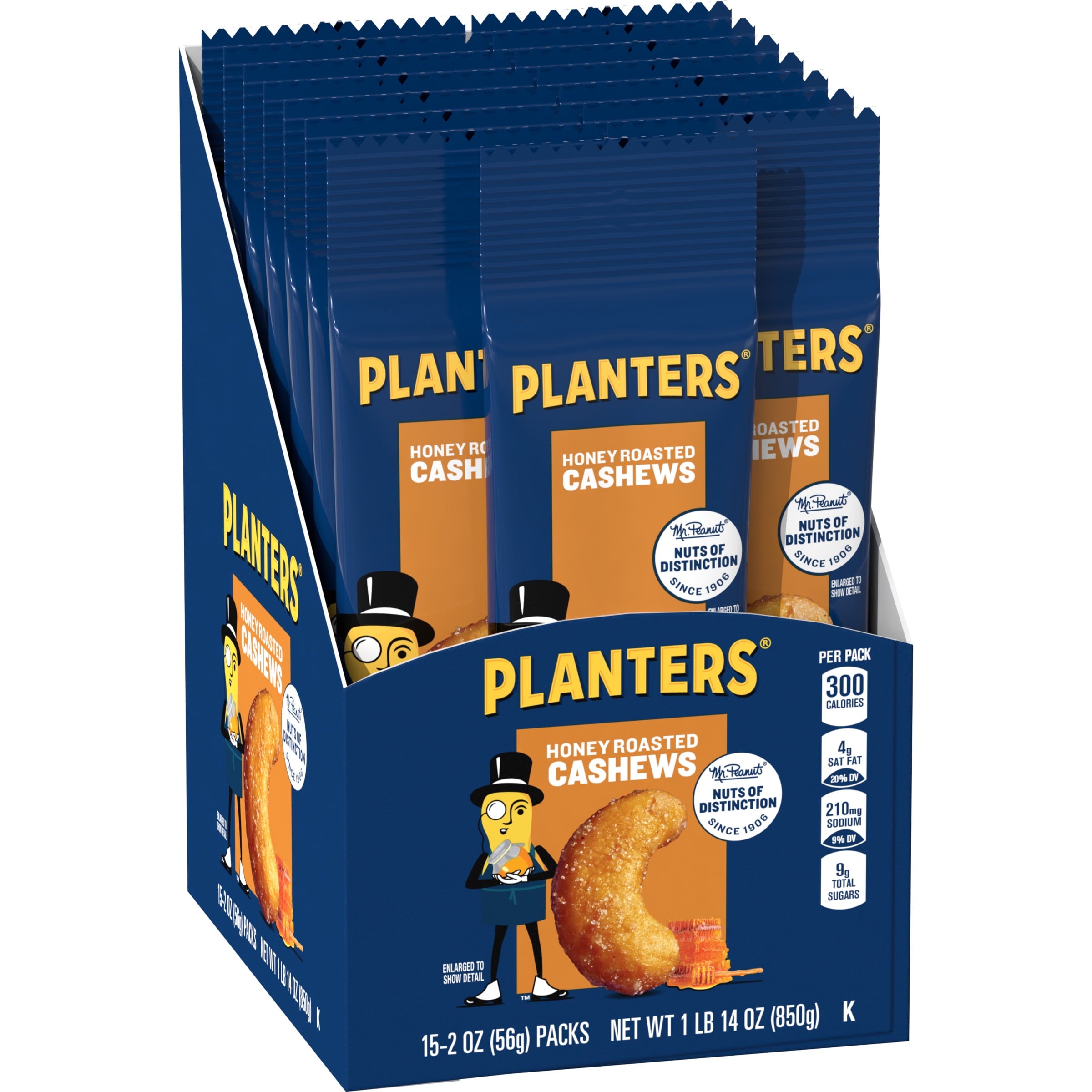 PLANTERS Deluxe Honey Roasted Whole Cashews, Plant Based Protein, 2 oz Bags (pack of 15) — grocery product, view 11