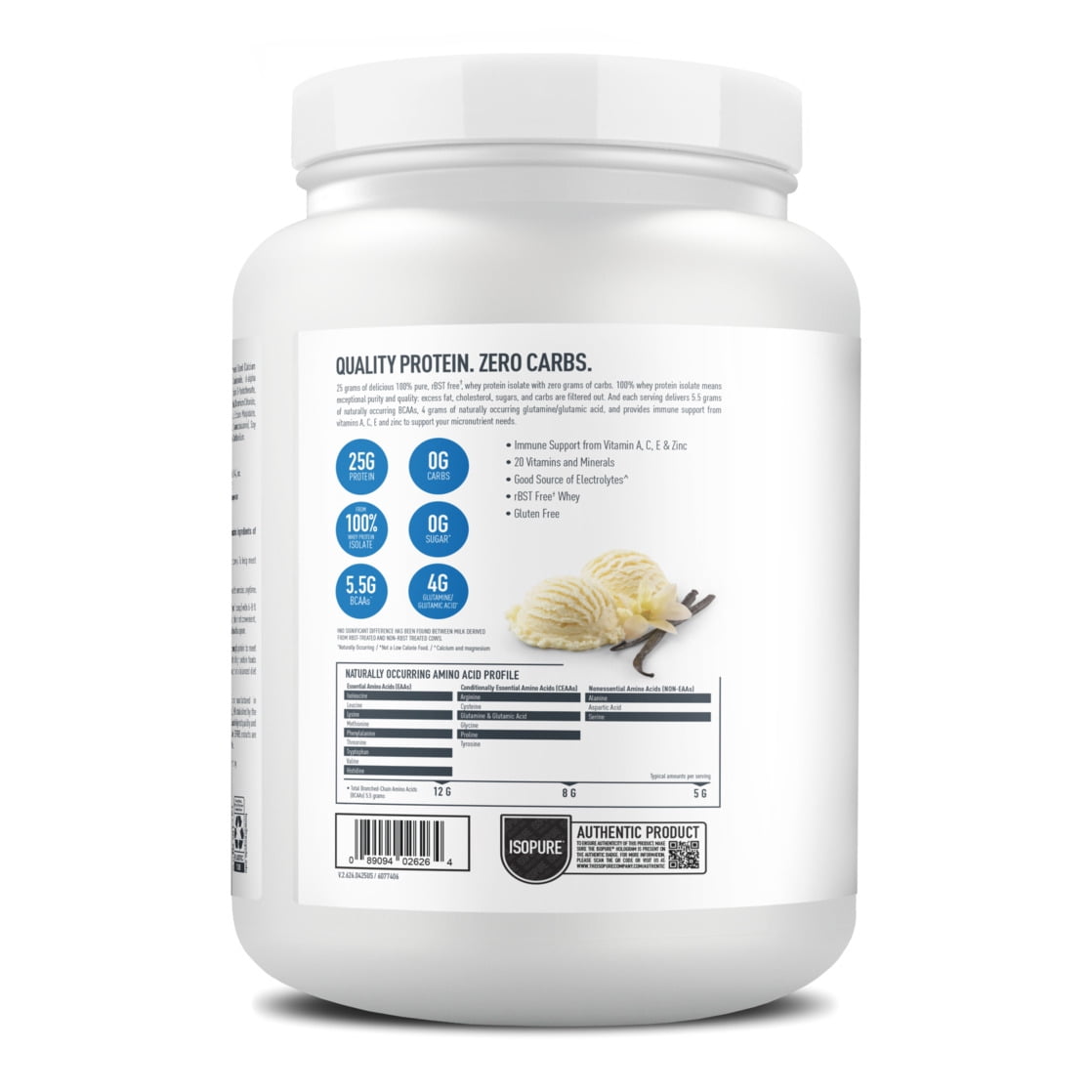 Isopure Zero Carb 100% Whey Protein Isolate Vanilla Protein Powder, 25g, 15 Servings — sports nutrition product, view 9