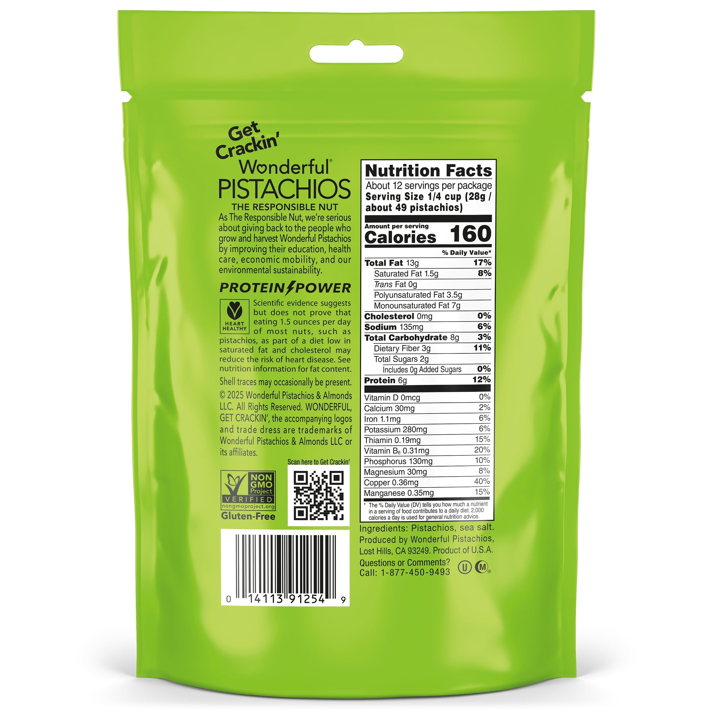 Wonderful Pistachios No Shells Roasted & Salted Nuts, 12 Ounce Bag — grocery product, view 2