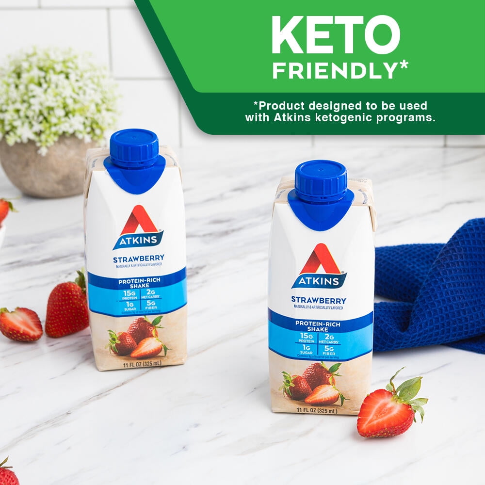 Atkins Protein Shake, Strawberry, Keto Friendly, 15g of Protein, 12 Ct (Ready to Drink) — sports nutrition product, view 6