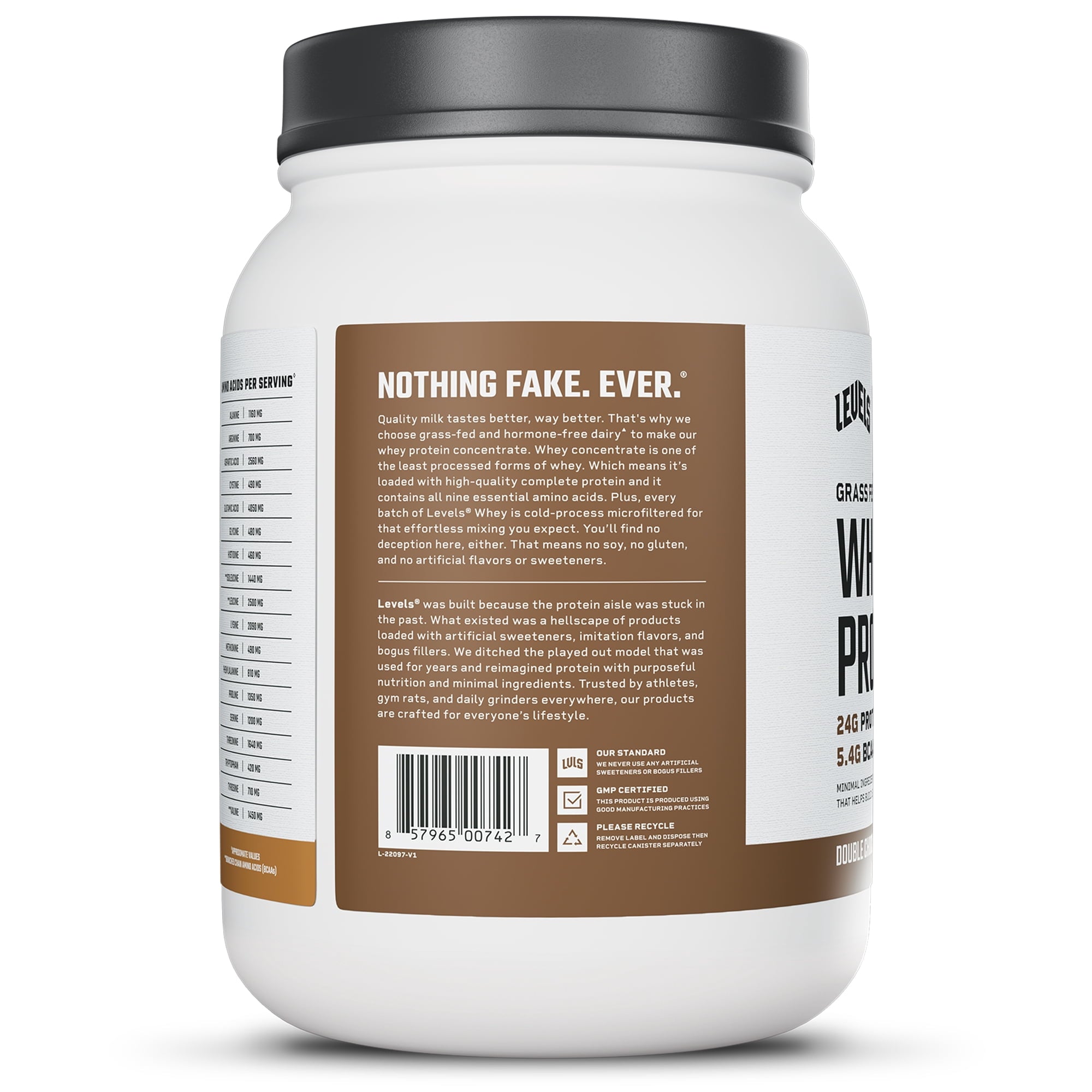 Levels Grass Fed Whey Protein Powder, No Artificials, 24G of Protein, Double Chocolate — sports nutrition product, view 9