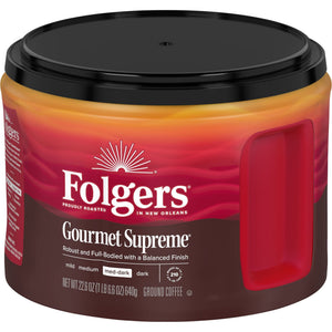 Folgers Gourmet Supreme Ground Coffee, Medium Dark Roast, 22.6 oz Canister — coffee and drinks product, view 9