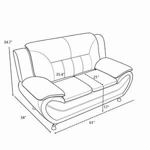 Wakefit 61"W Modern Faux Leather Loveseat,Upholstered 2-Seater Sofa Couch with Stainless Steel Legs - image 4 of 6