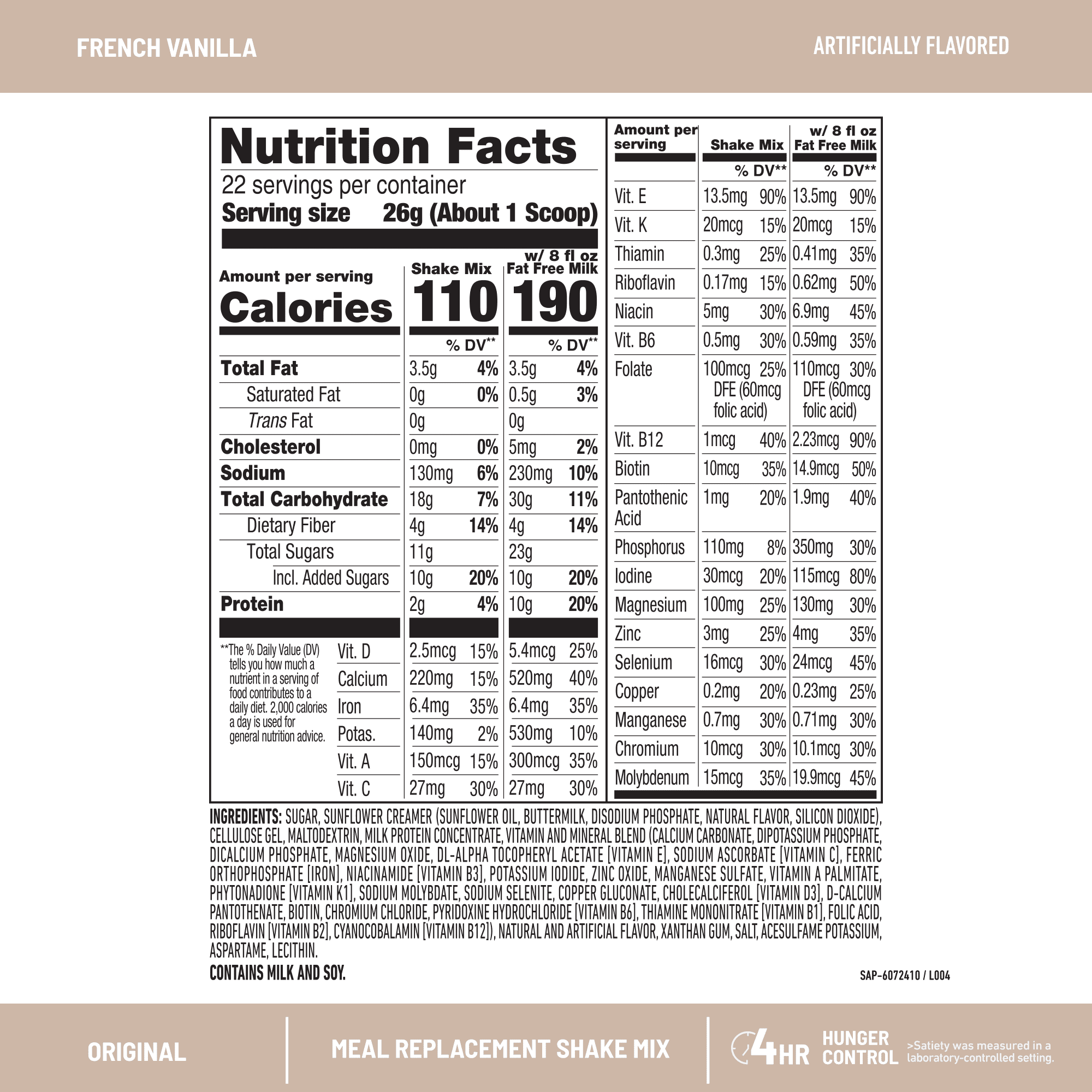 SlimFast Original French Vanilla Meal Replacement Shake Mix, 10g Protein, 22 Servings — sports nutrition product, view 5