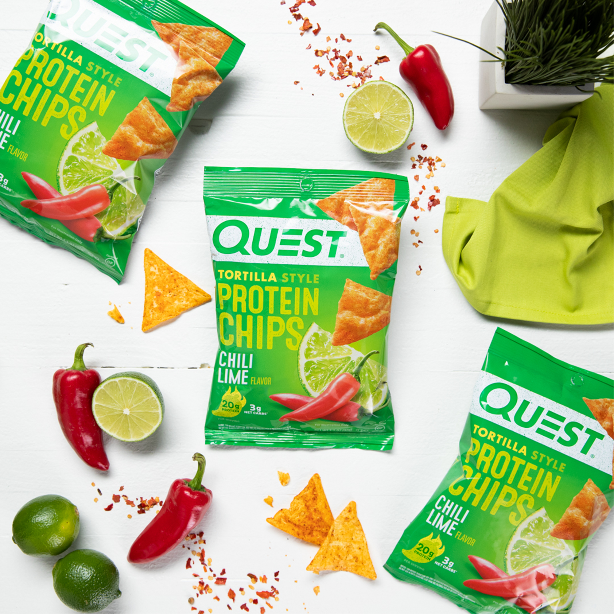 Quest Tortilla Style Protein Chips, Chili Lime, 1.1oz - 4 Count Bags — sports nutrition product, view 7