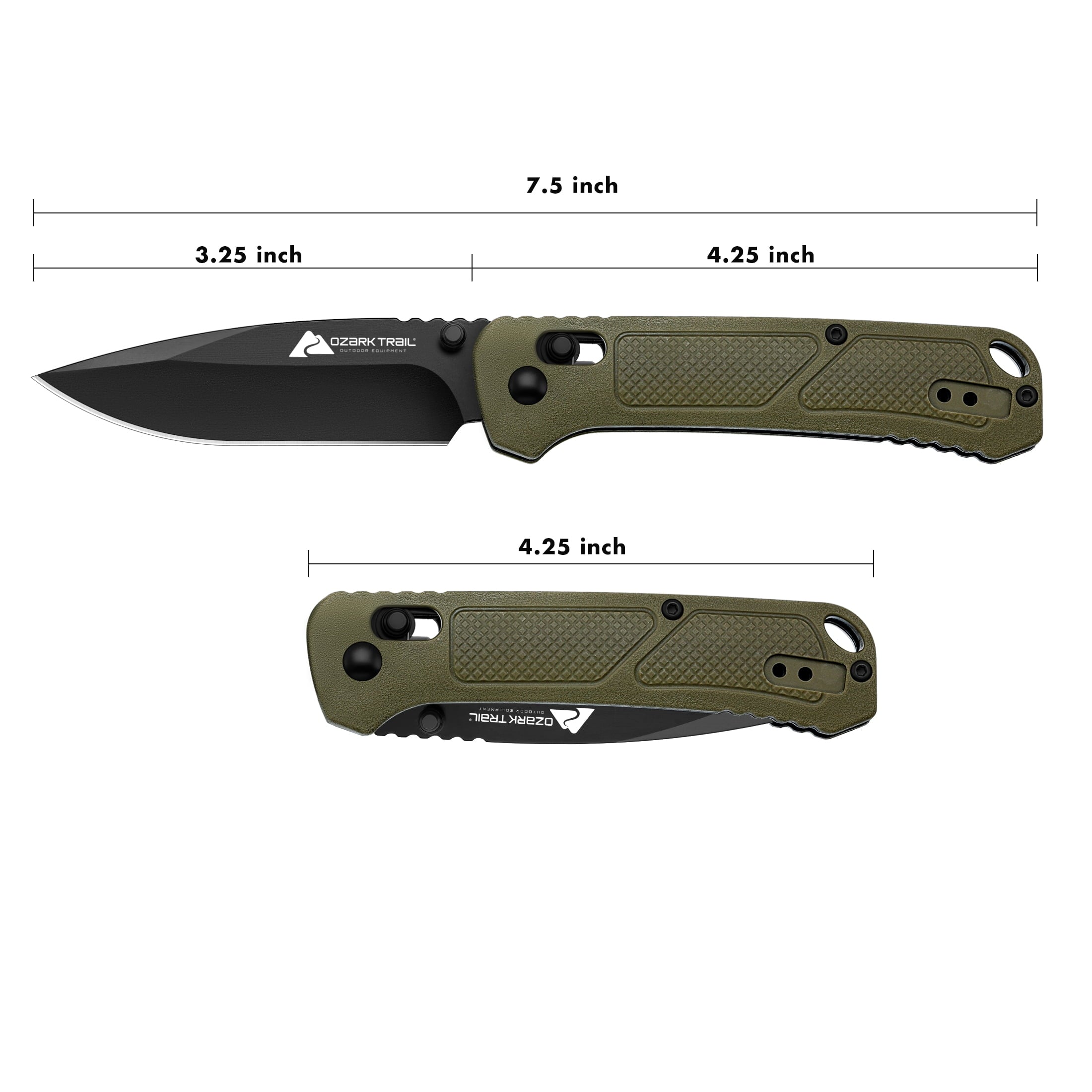 Ozark Trail 7.5 inch Folding Knife,D2 Blade,Ball Bearing,OD Green Handle — sports and outdoor product, view 11