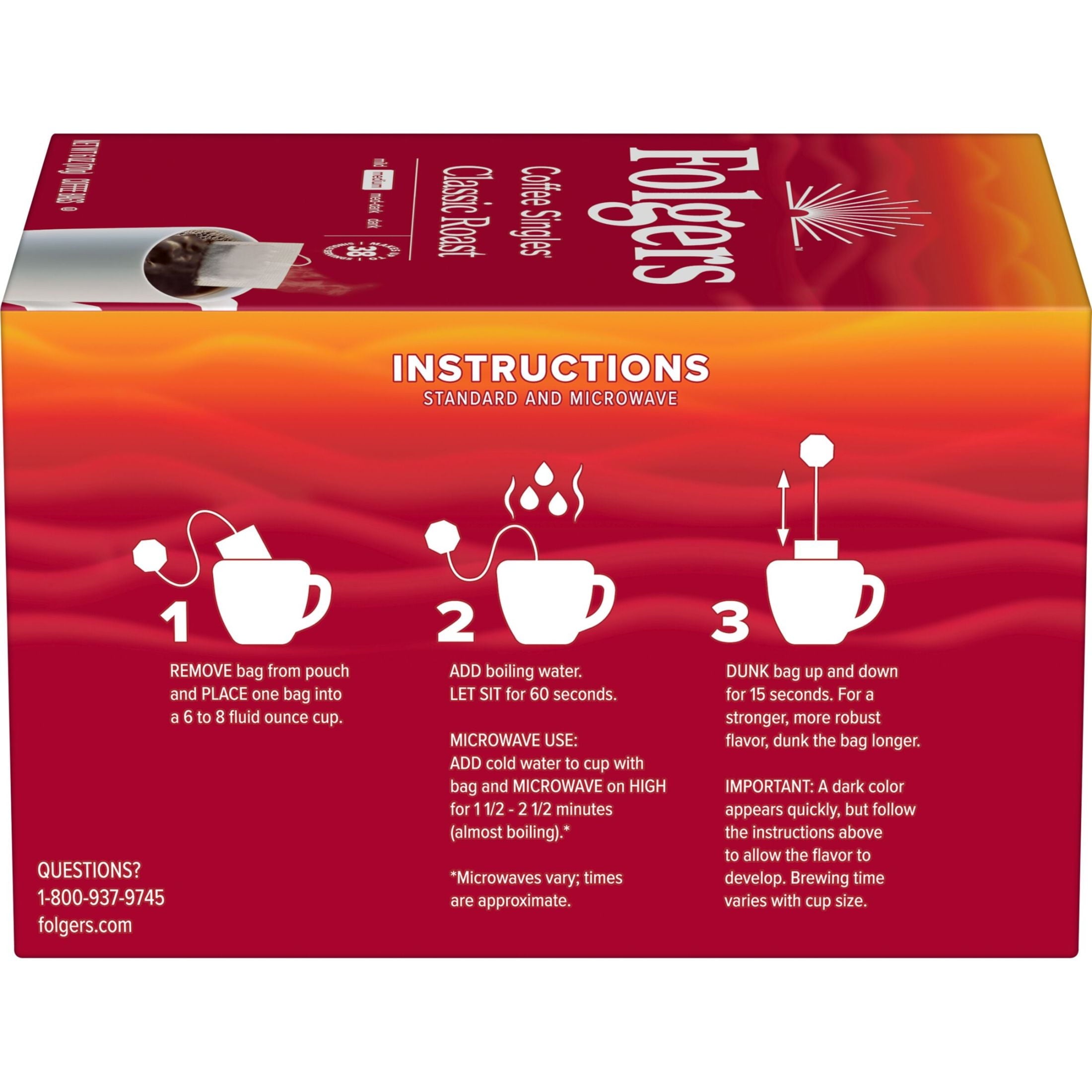 Folgers Coffee Singles Classic Roast Coffee Bags, 38 Count — coffee and drinks product, view 2