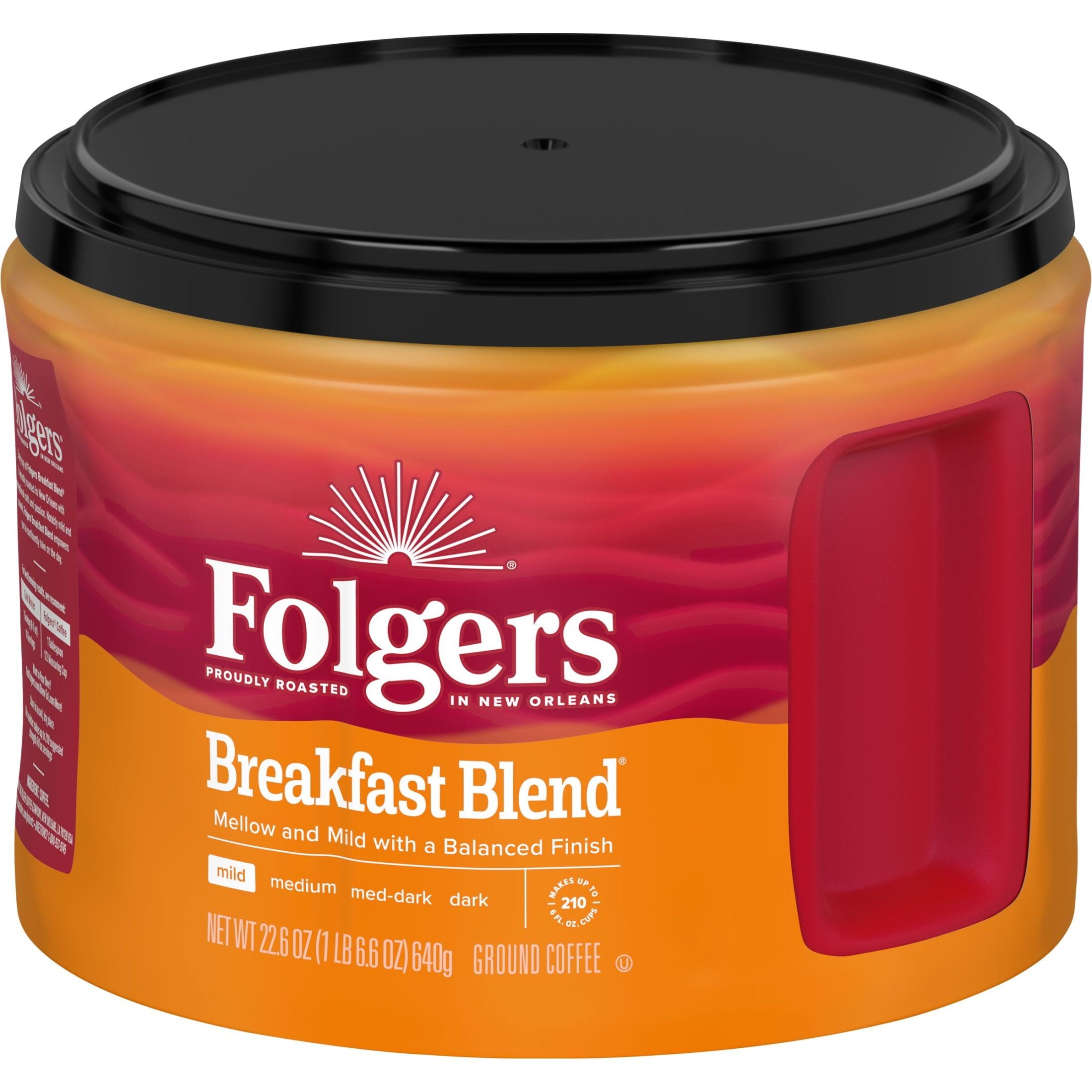 Folgers Breakfast Blend Ground Coffee, Mild Roast, 22.6 oz Canister — coffee and drinks product, view 9