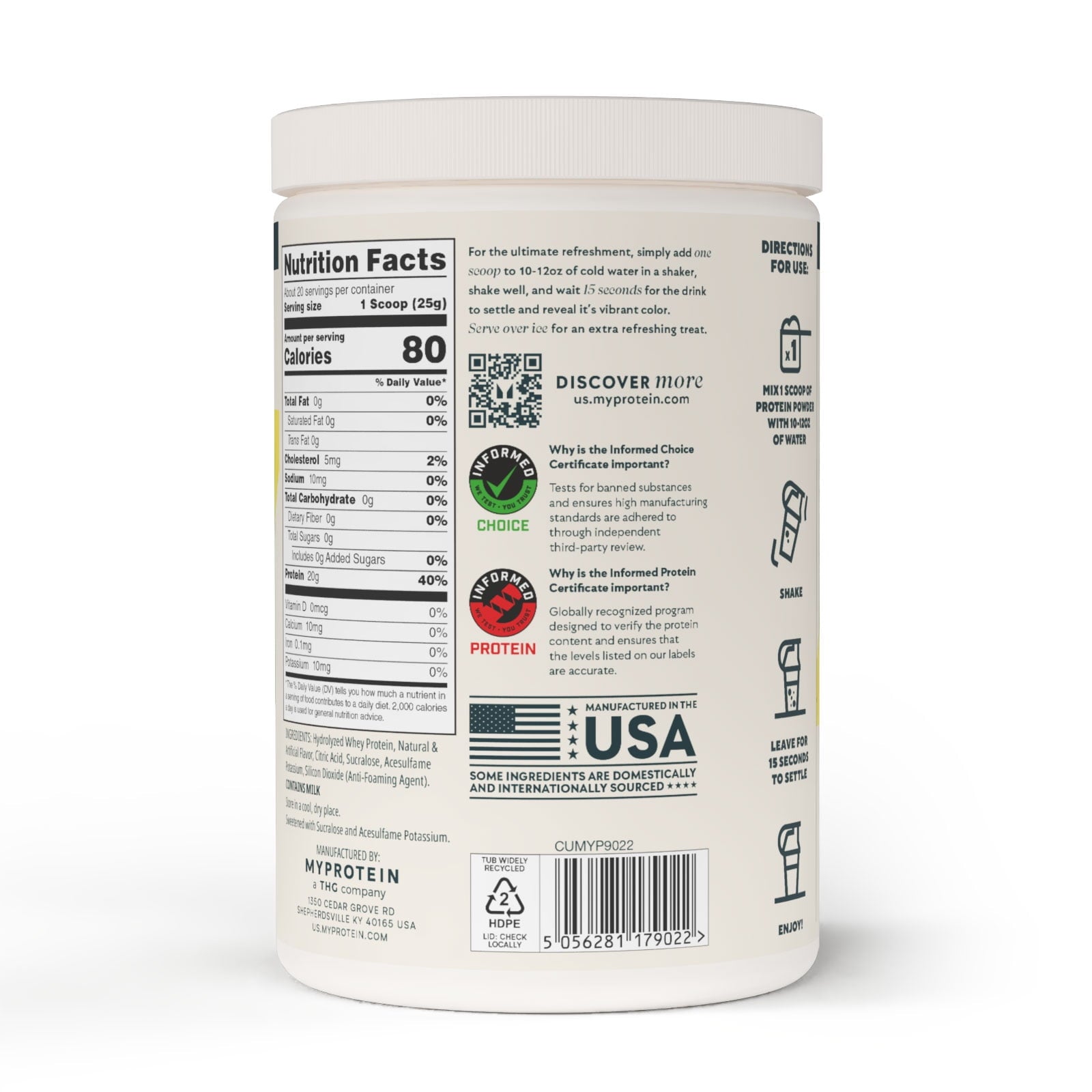 Myprotein Clear Whey Protein Isolate Powder, Lemonade, 20 Servings (1.1 lbs) — sports nutrition product, view 7