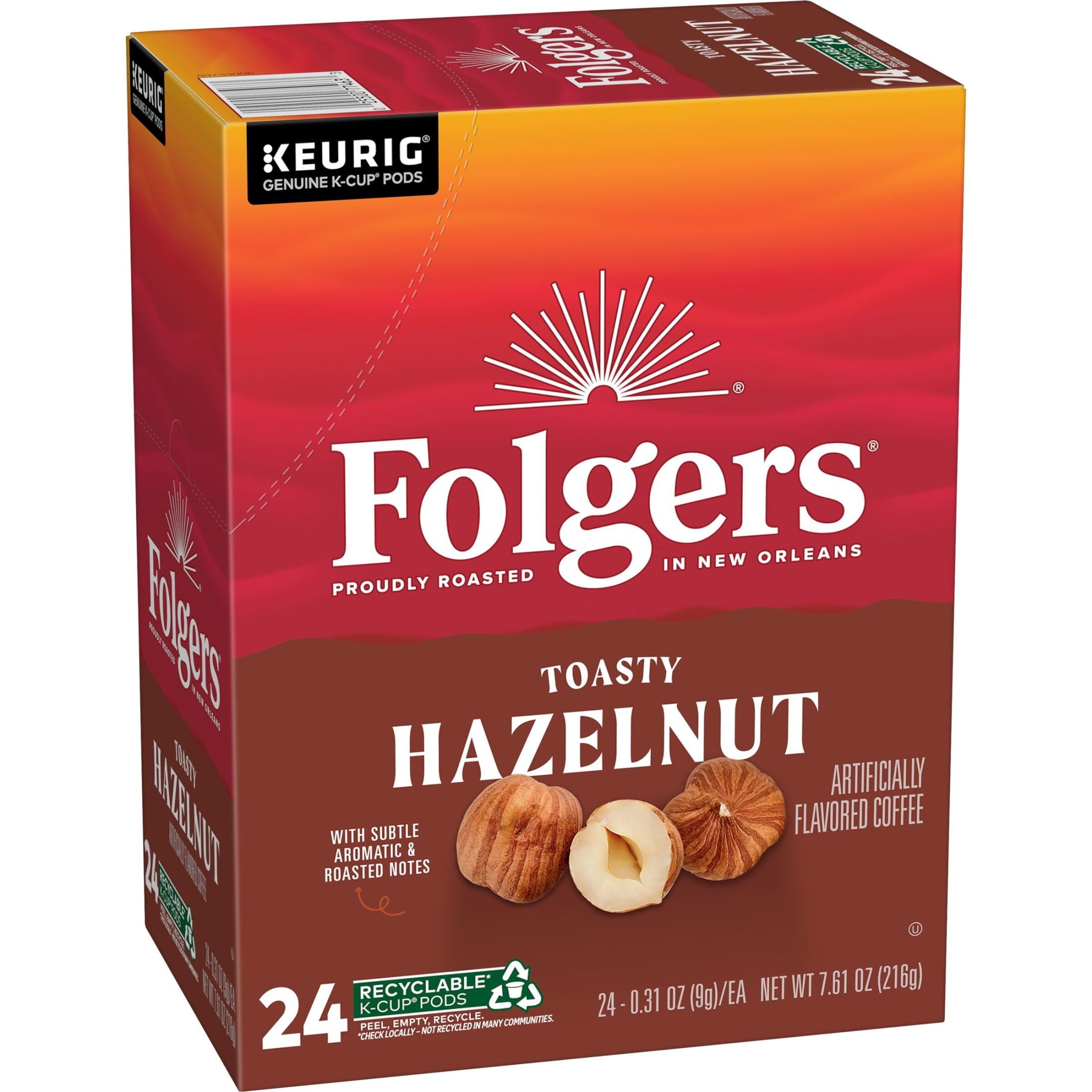 Folgers Toasty Hazelnut Artificially Flavored Coffee, Keurig K Cups, 24 Count Box — coffee and drinks product, view 8