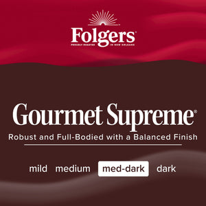 Folgers Gourmet Supreme Ground Coffee, Medium Dark Roast, 22.6 oz Canister — coffee and drinks product, view 10