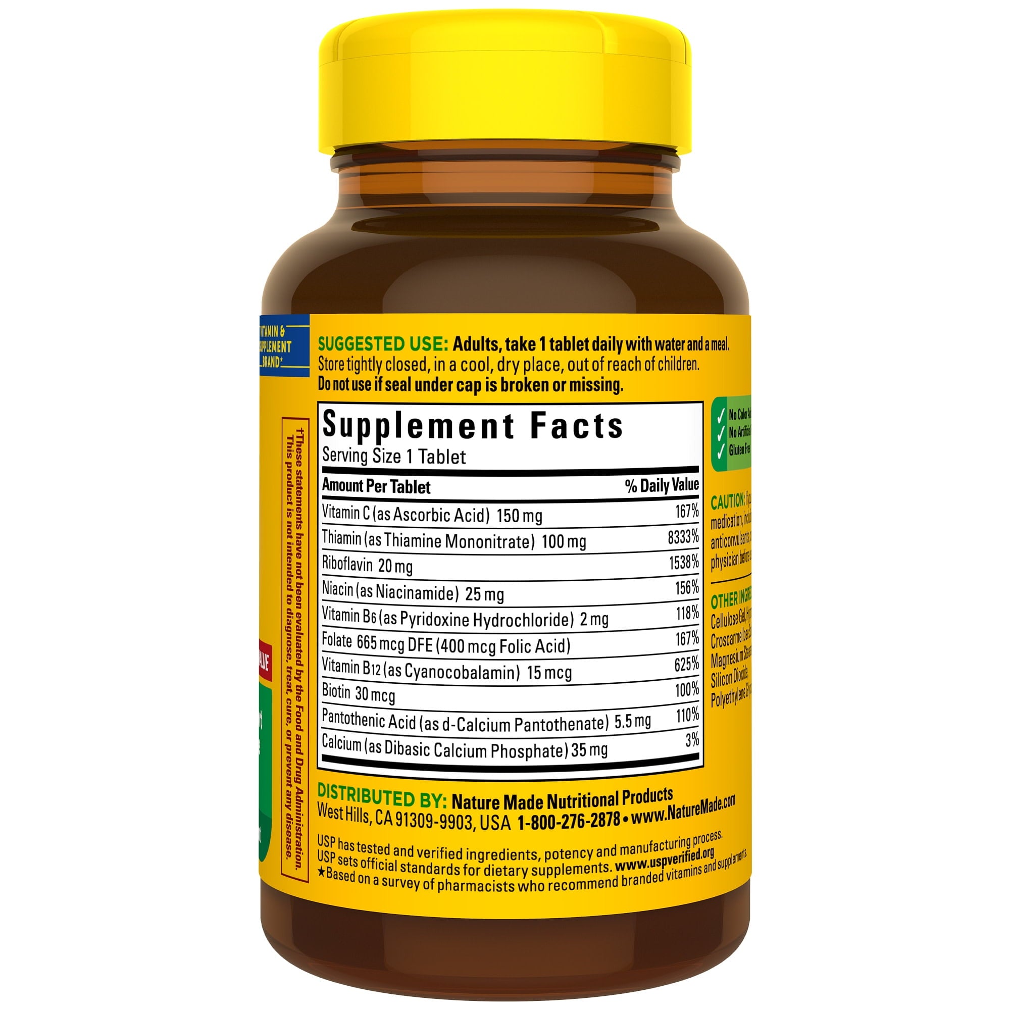 Nature Made Super B Complex with Vitamin C and Folic Acid Tablets, Dietary Supplement, 160 Count — supplement pack, view 10