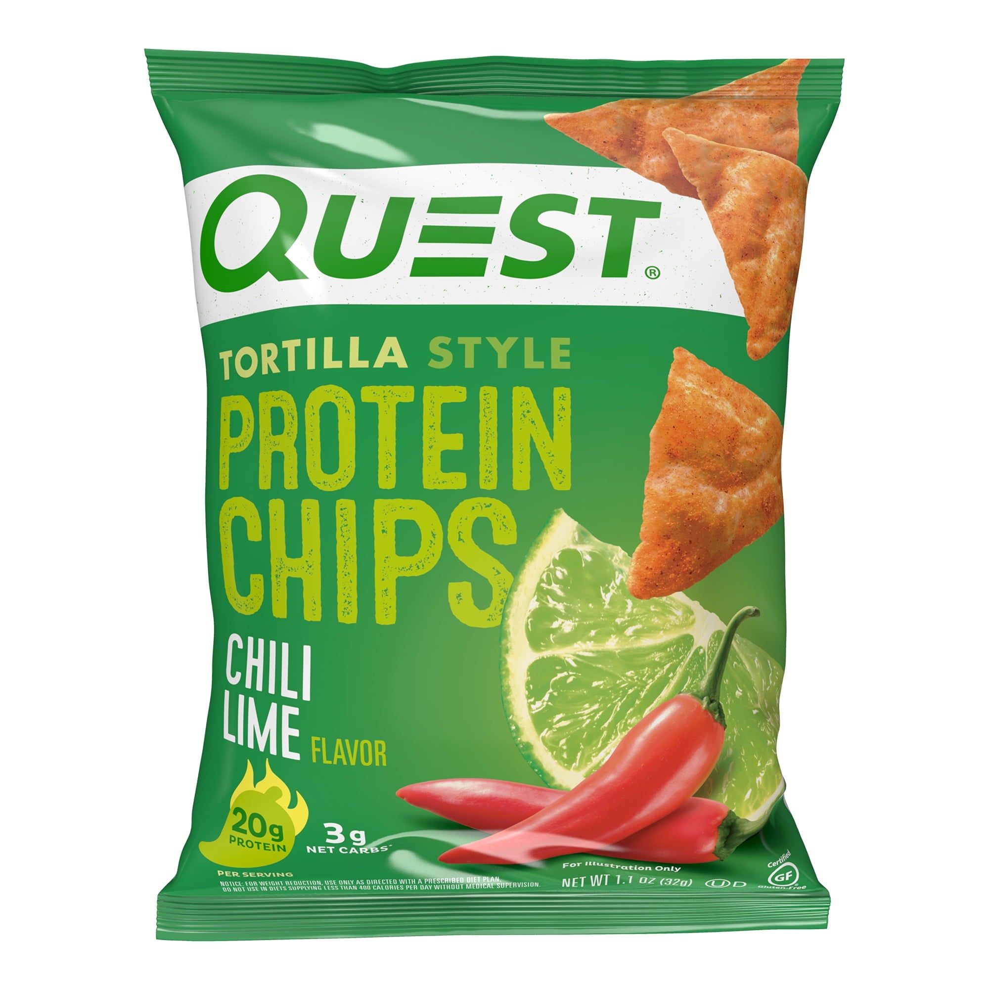 Quest Tortilla Style Protein Chips, Chili Lime, 1.1oz - 4 Count Bags — sports nutrition product, view 3