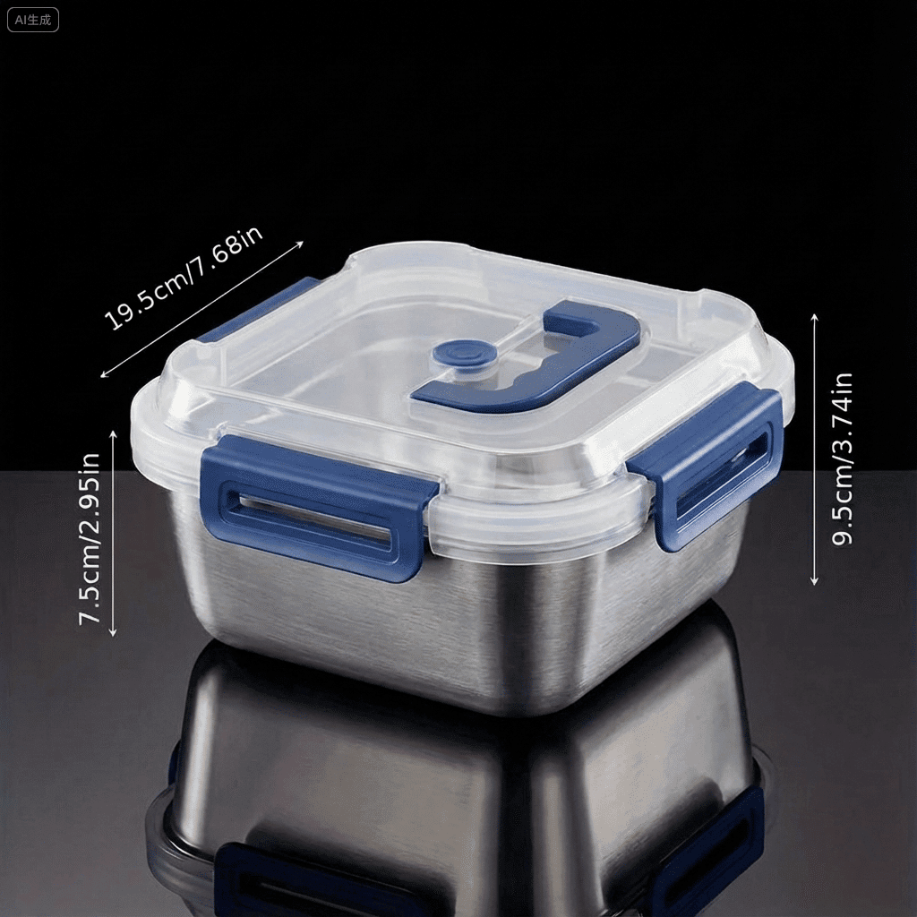 2/4/6/8/10 PCS Extra-Large Stainless Steel Food Storage Containers With Blue Lids - image 3 of 6