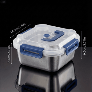 2/4/6/8/10 PCS Extra-Large Stainless Steel Food Storage Containers With Blue Lids - image 3 of 6