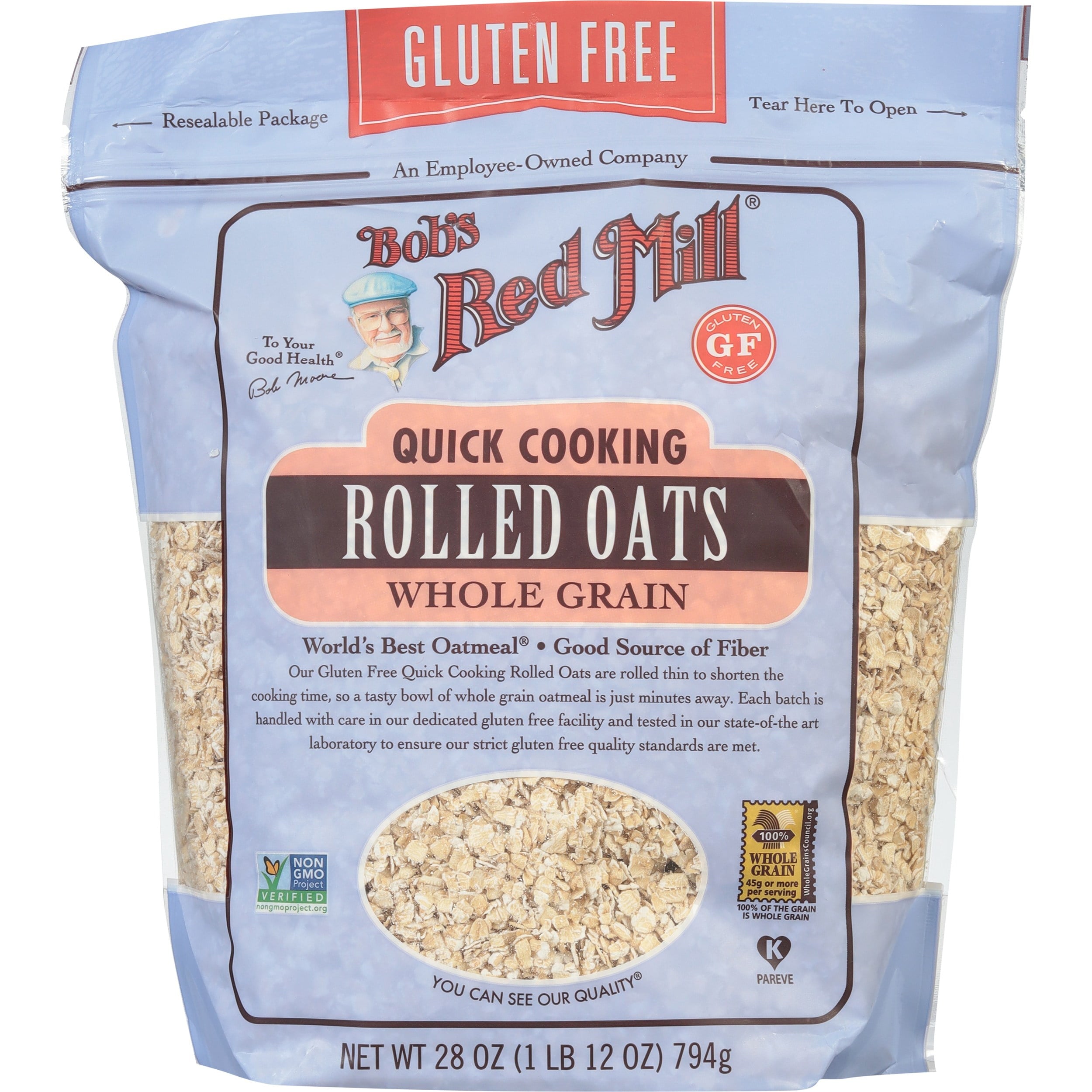 Bob's Red Mill Whole Grain Gluten Free Quick Cooking Rolled Oats - 28 oz Shelf-Stable Bag — grocery product, view 8