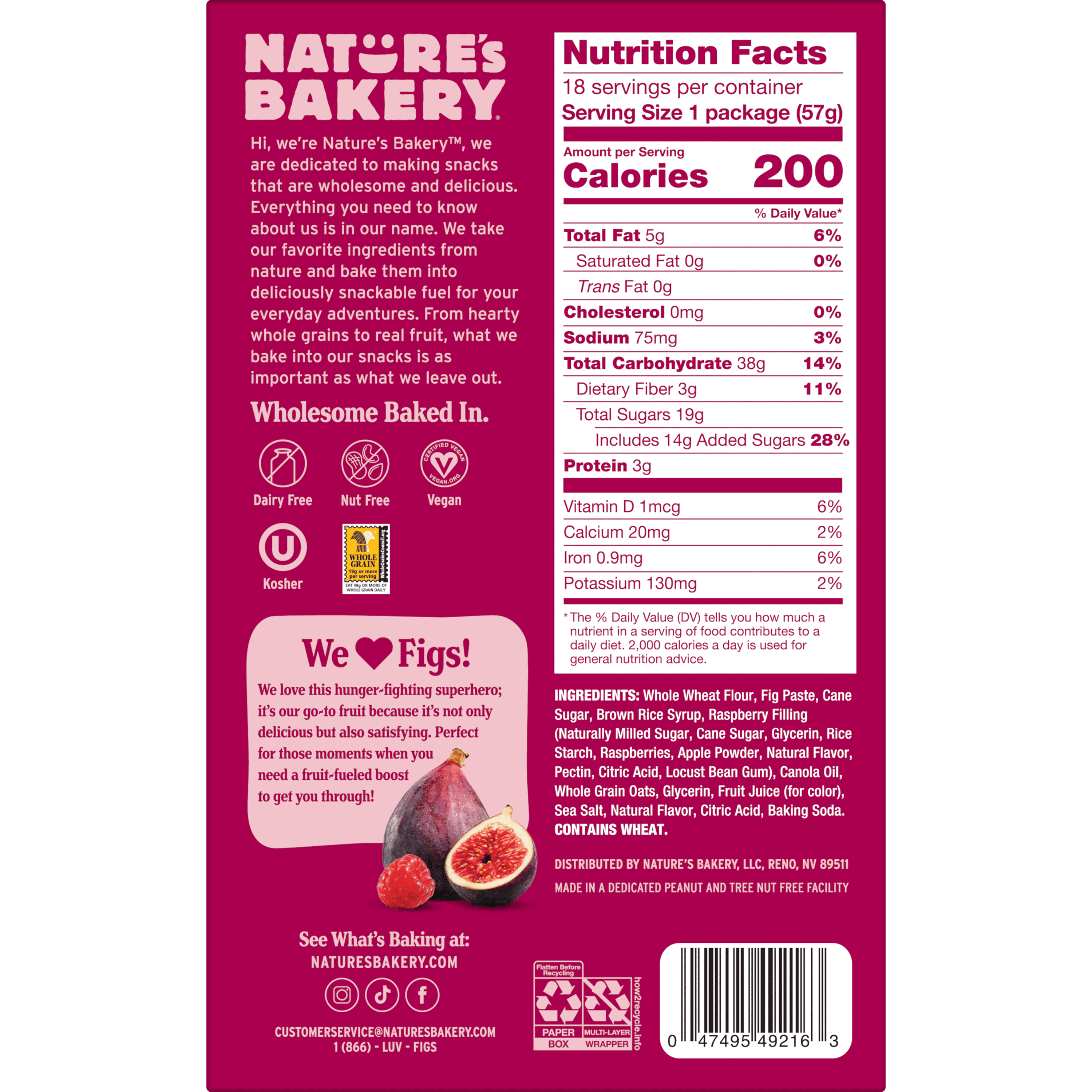 Nature's Bakery Raspberry Fig Bar, 2 oz Twin pack, 18 Count Box — grocery product, view 10