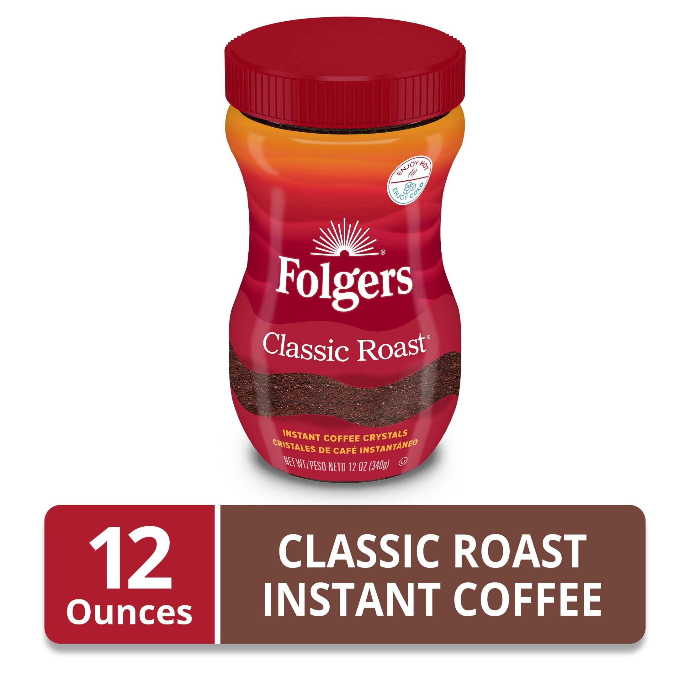 Folgers Classic Roast Instant Coffee, 12 oz Jar — coffee and drinks product, view 2
