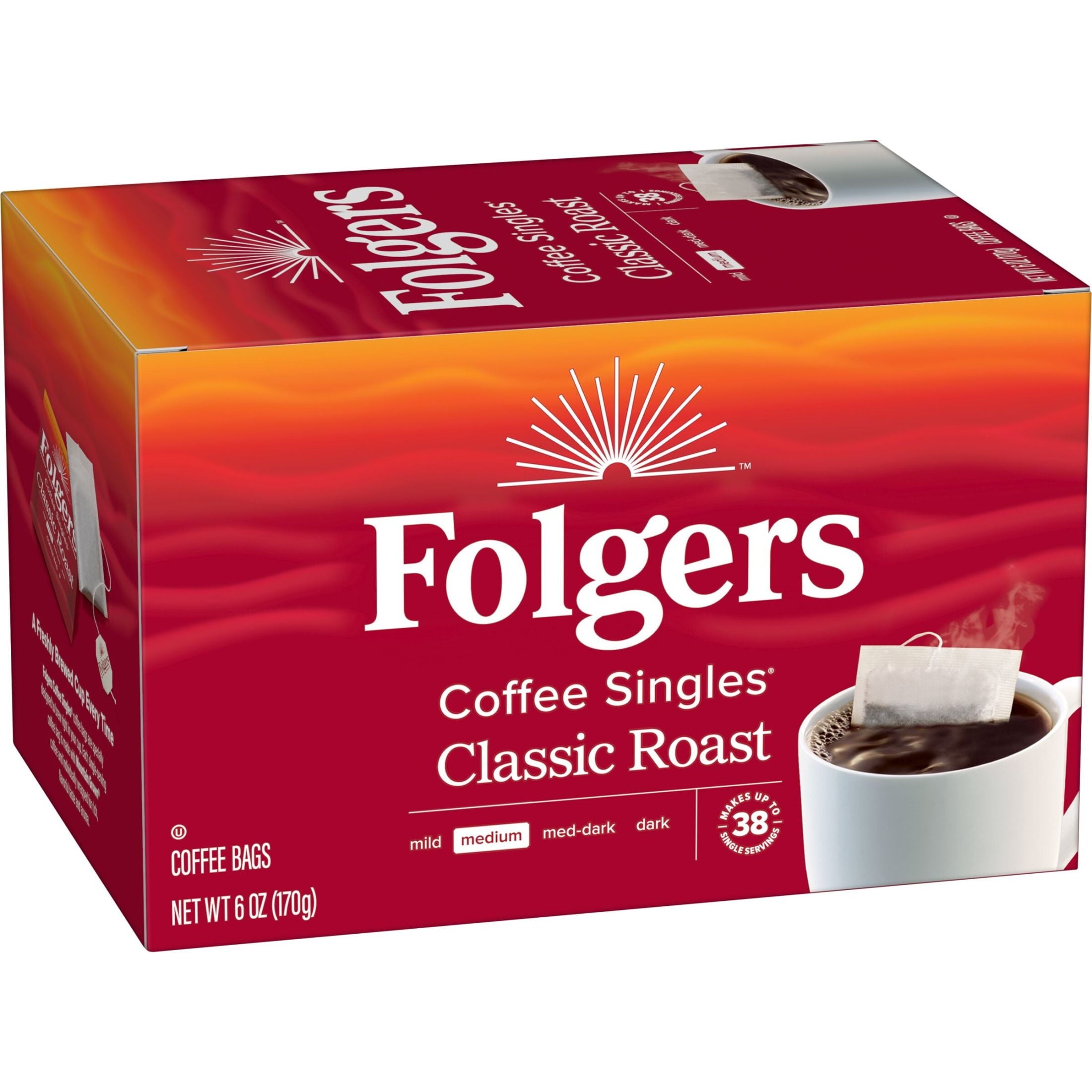 Folgers Coffee Singles Classic Roast Coffee Bags, 38 Count — coffee and drinks product, view 8