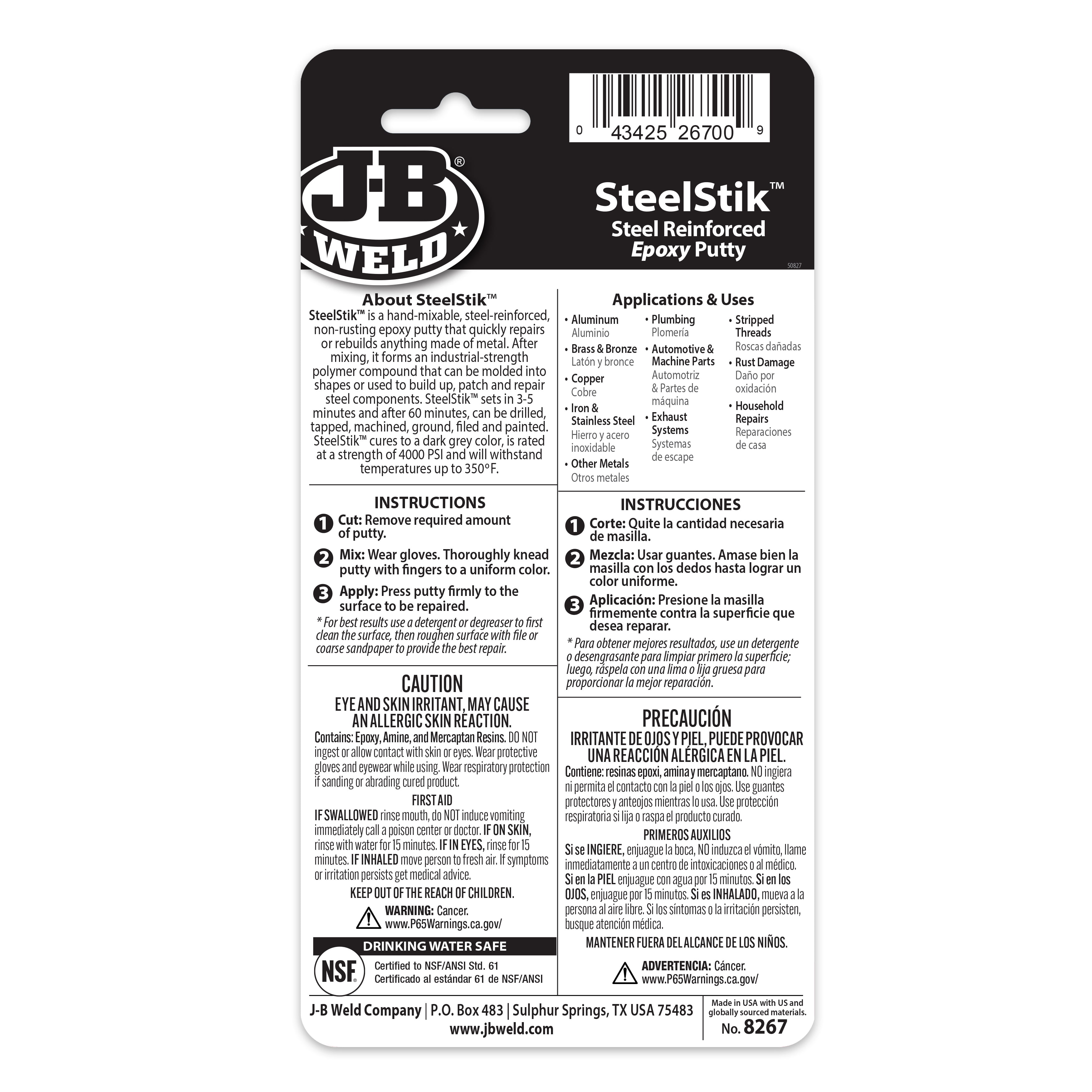 J-B Weld SteelStik Epoxy Putty - 2 oz — home and garden product, view 2