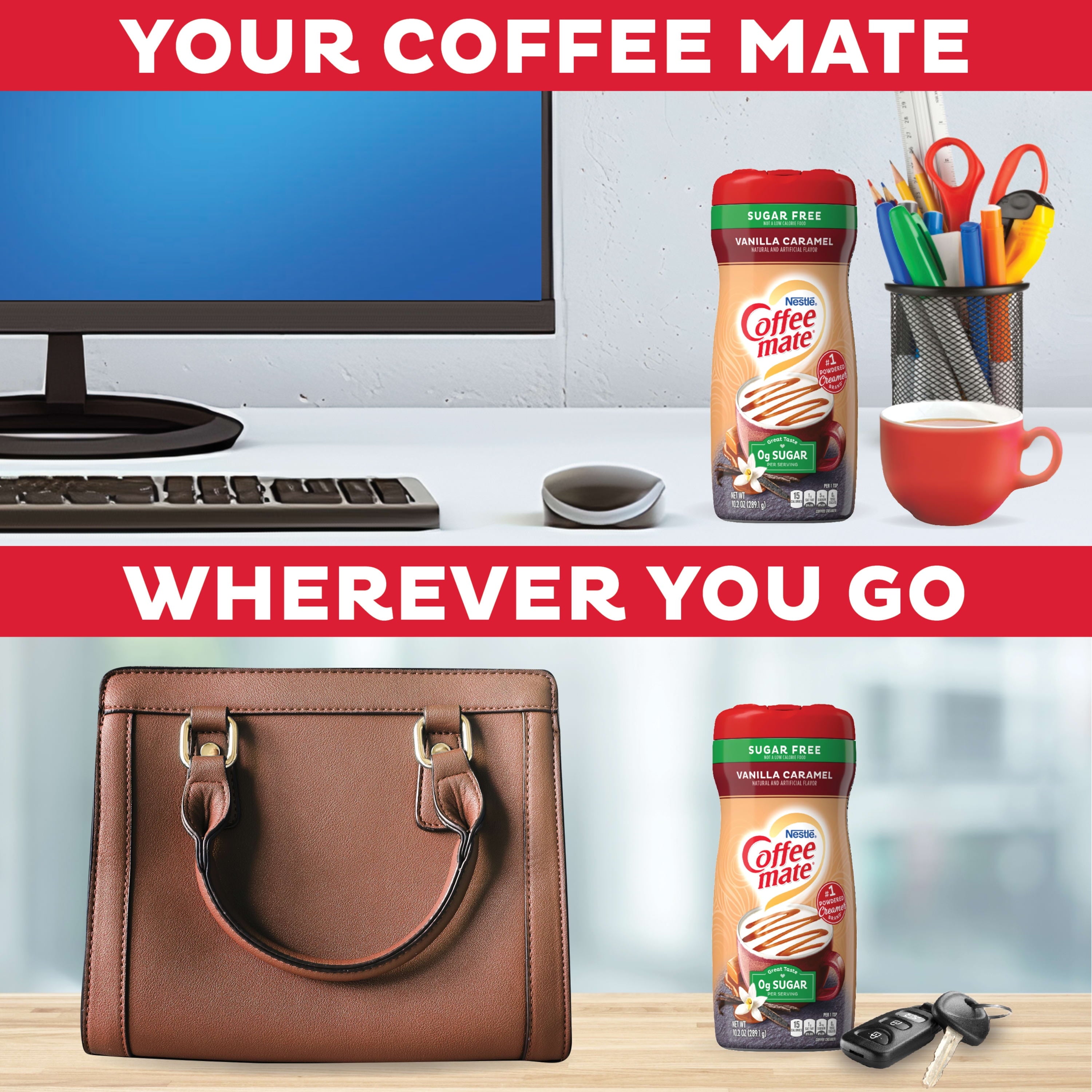 Coffee mate Vanilla Caramel Zero Sugar Powder Coffee Creamer, 10.2 oz — coffee and drinks product, view 5
