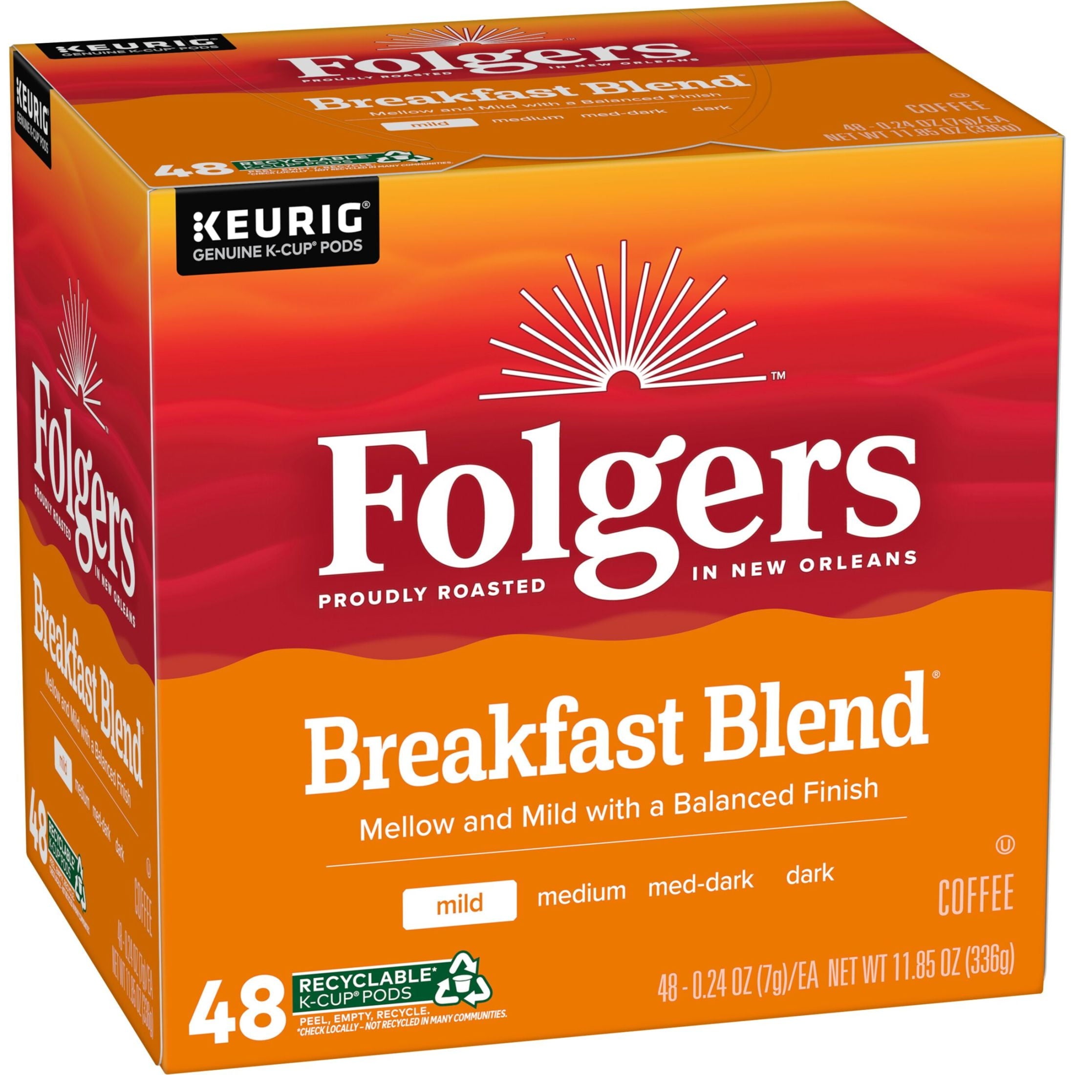 Folgers Breakfast Blend, Mild Roast Coffee, Keurig K Cup Pods, 48 Count Box — coffee and drinks product, view 9