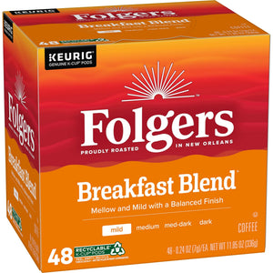 Folgers Breakfast Blend, Mild Roast Coffee, Keurig K Cup Pods, 48 Count Box — coffee and drinks product, view 9