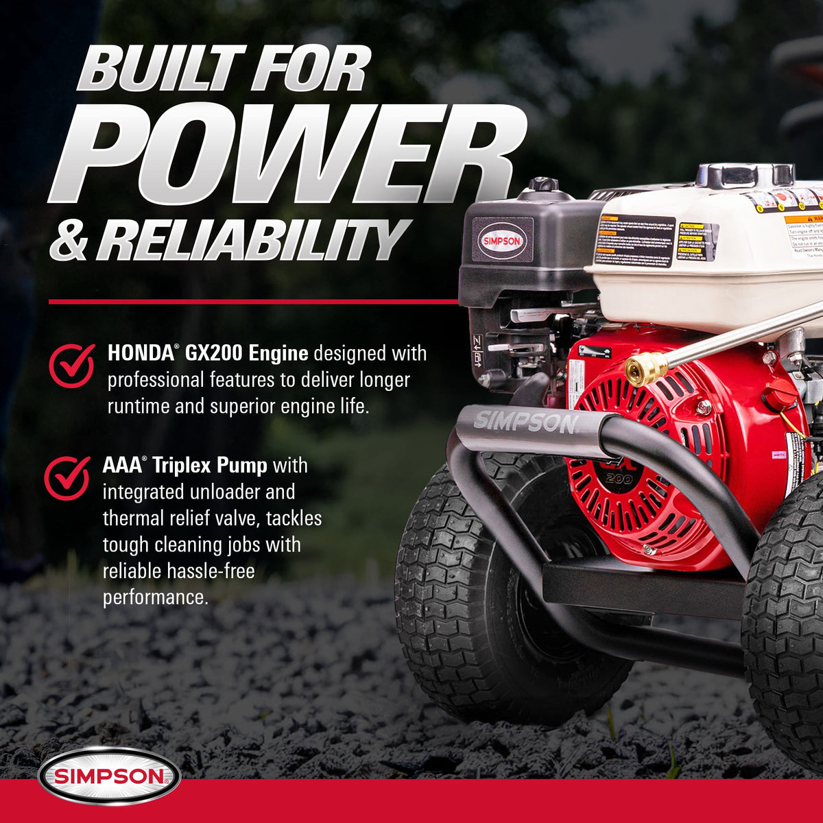 Simpson Powershot 3600 PSI at 2.5 GPM Honda GX200 Triplex Pump Gas Pressure Washer - image 3 of 6