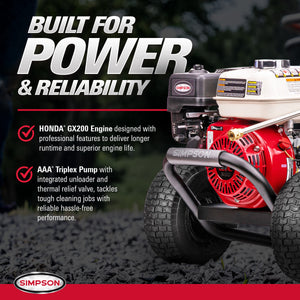 Simpson Powershot 3600 PSI at 2.5 GPM Honda GX200 Triplex Pump Gas Pressure Washer - image 3 of 6