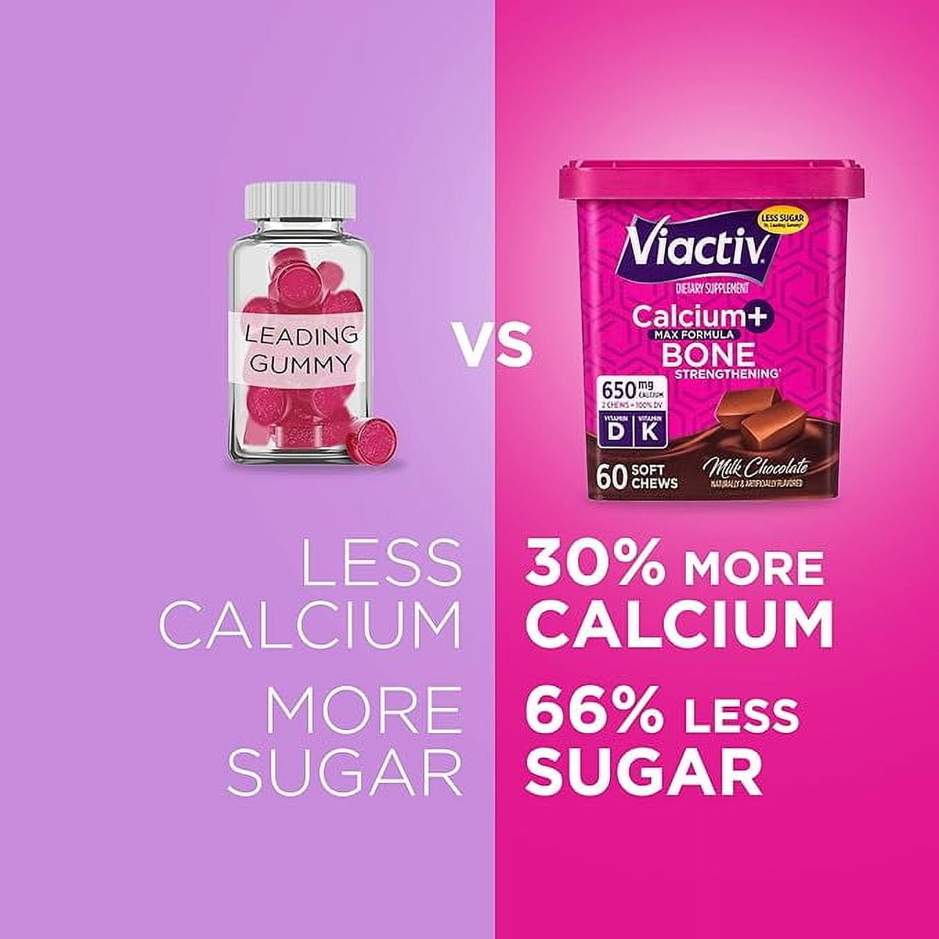 Viactiv Calcium + Vitamin D3 Supplement Soft Chews, Milk Chocolate, Calcium for Bone Health — supplement pack, view 3