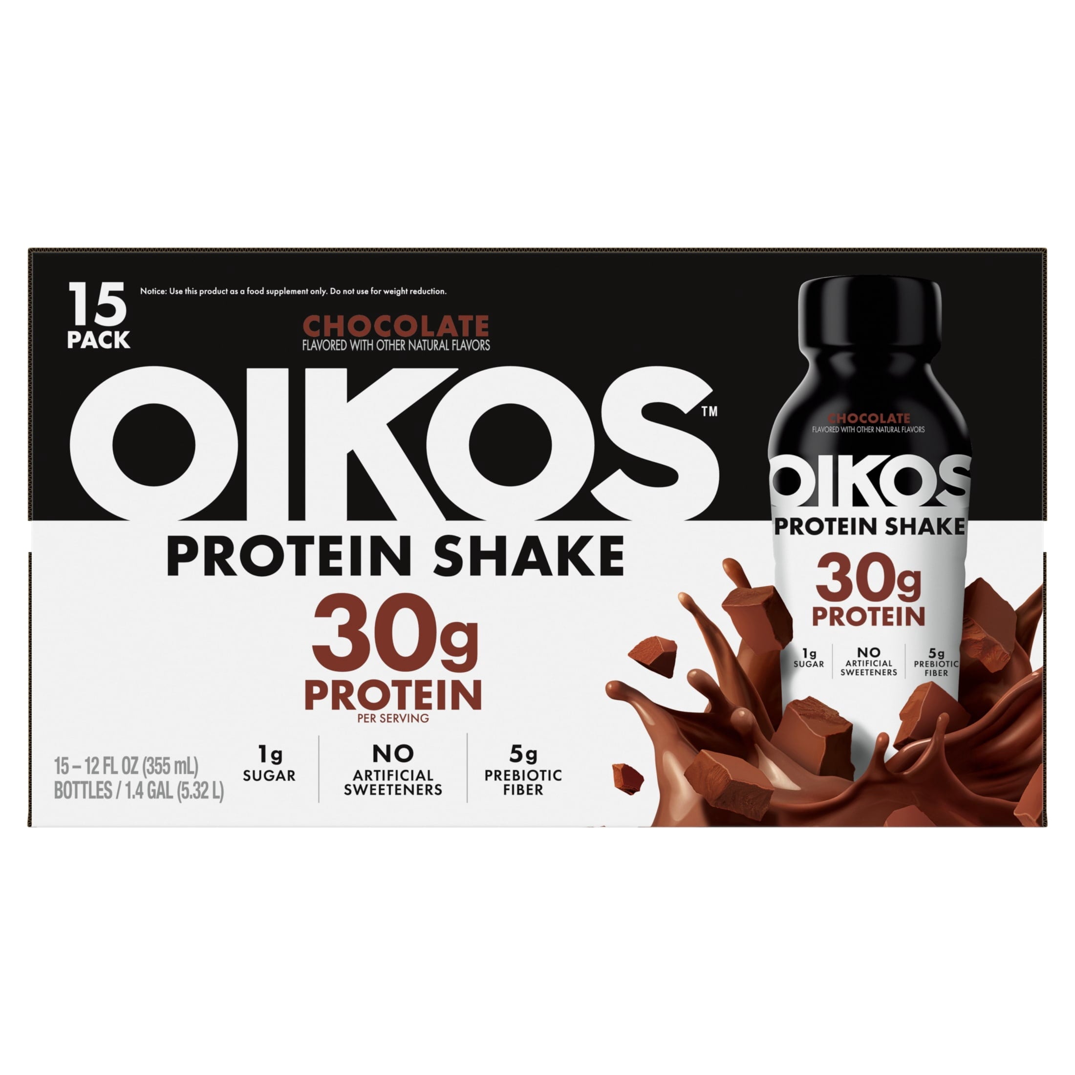 Oikos Protein Shake, Chocolate, 30g Protein, Shelf Stable, 12 Fl Oz Bottle, 15 Count — sports nutrition product, view 11