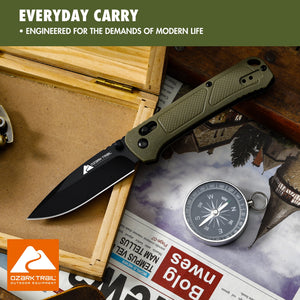 Ozark Trail 7.5 inch Folding Knife,D2 Blade,Ball Bearing,OD Green Handle — sports and outdoor product, view 9