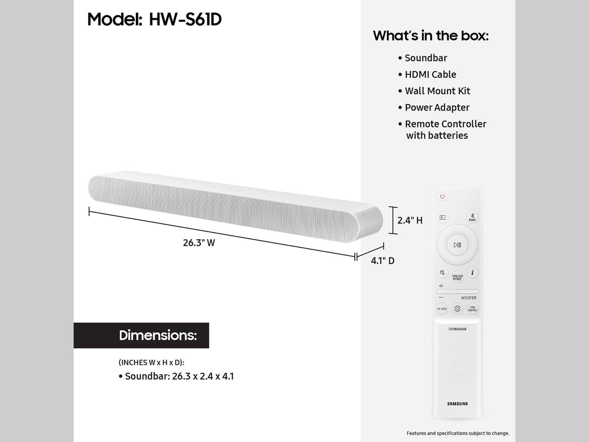 SAMSUNG S-Series All in one 5.0ch. Wireless Dolby Atmos Soundbar with Q-Symphony HW-S61D/ZA - image 6 of 6