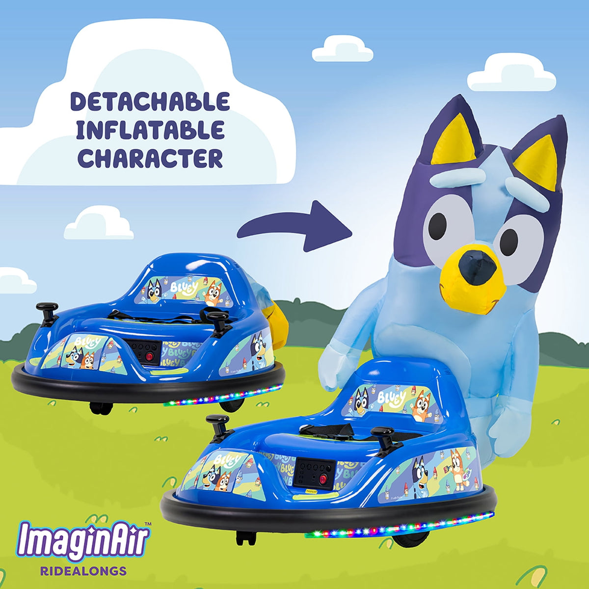 Bluey 6V ImaginAir Ride-On Bumper Car with Inflatable Character - image 6 of 6