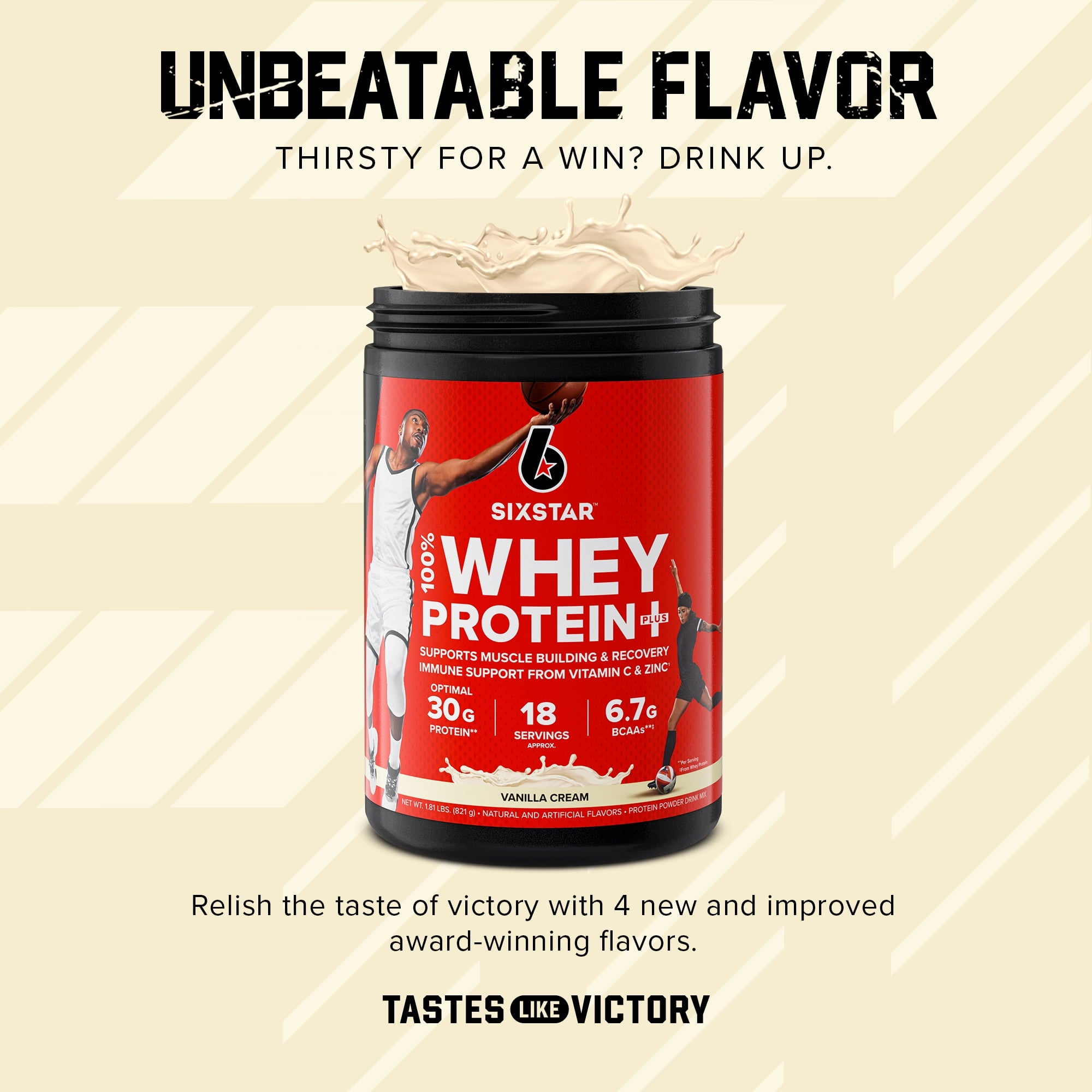 Six Star Pro Nutrition 100% Whey Protein Powder Plus, 30g Protein, Vanilla Cream, 1.81 lbs — sports nutrition product, view 4