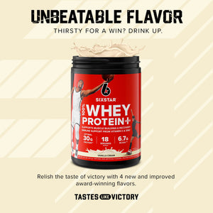 Six Star Pro Nutrition 100% Whey Protein Powder Plus, 30g Protein, Vanilla Cream, 1.81 lbs — sports nutrition product, view 4