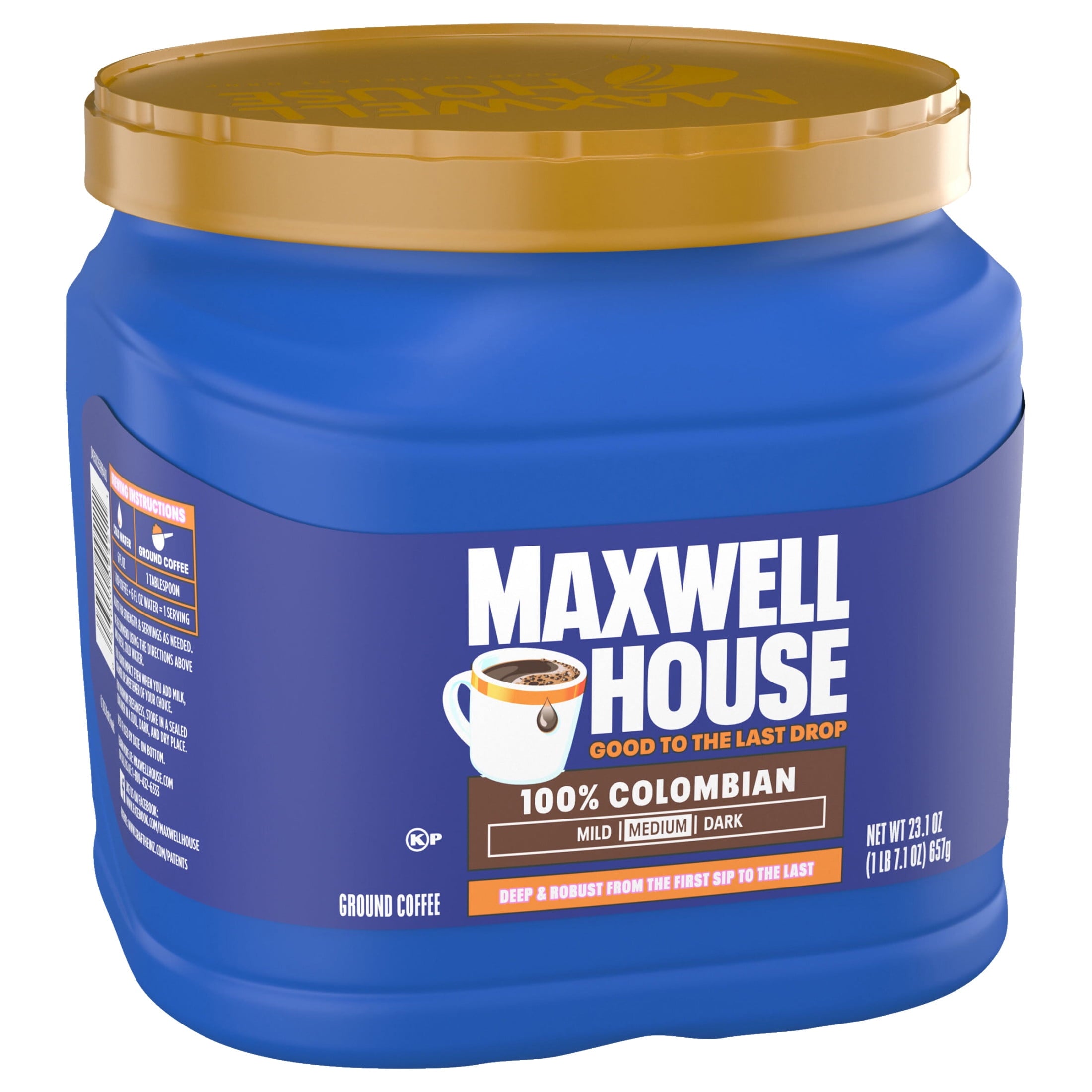Maxwell House 100% Colombian Ground Coffee, 23.1 oz Canister — coffee and drinks product, view 10