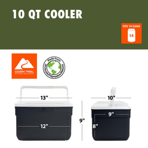 Ozark Trail 10 qt 14-Can Hard-Sided Cooler, Gray — sports and outdoor product, view 6