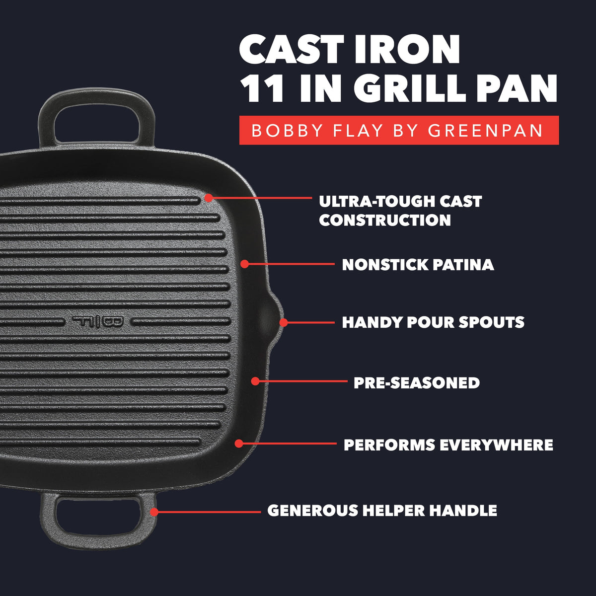 GreenPan Bobby Flay Aluminum Ceramic Nonstick 12-Piece Cookware Set - image 3 of 6