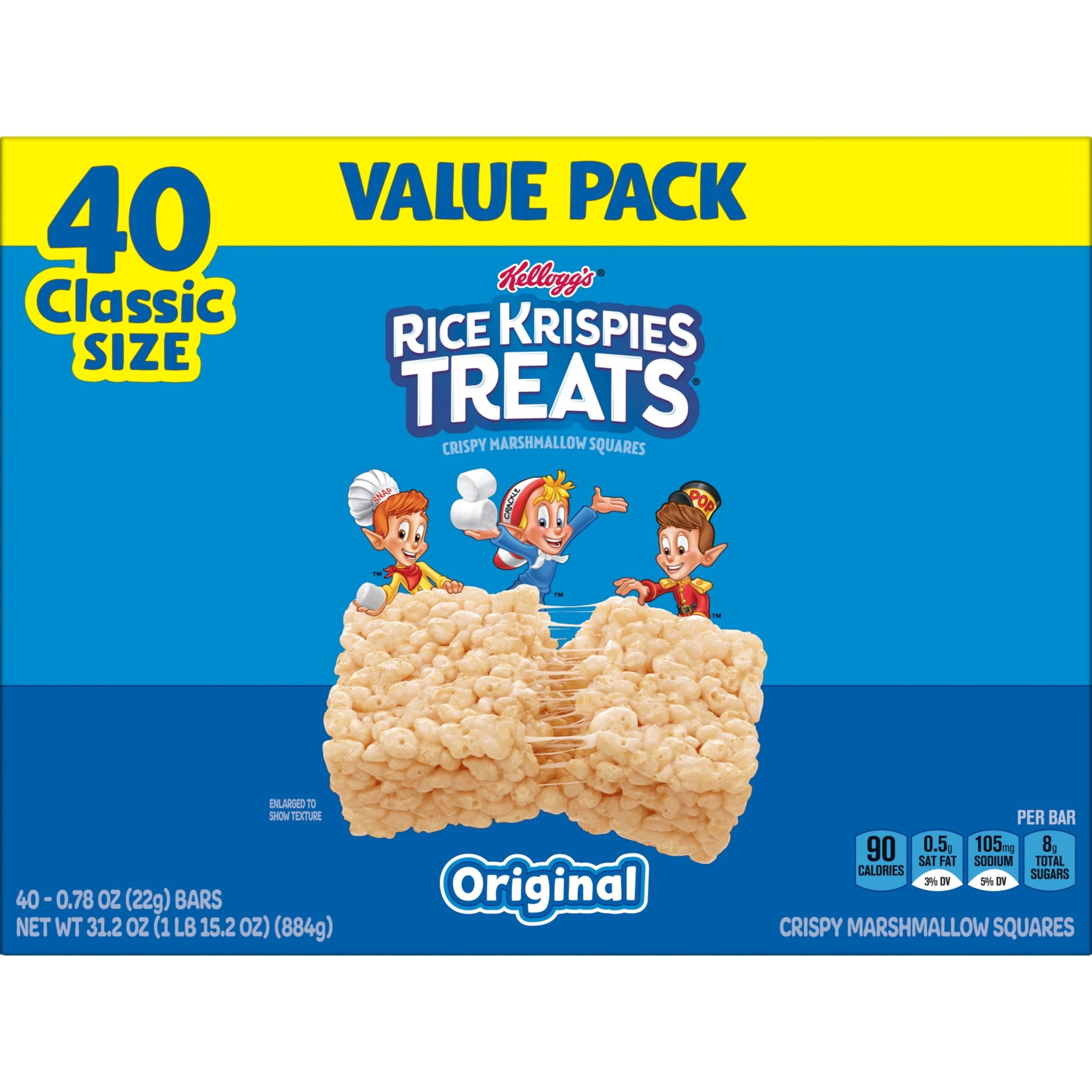 Rice Krispies Treats Original Chewy Crispy Marshmallow Squares, Snacks Value Pack, 31.2 oz — grocery product, view 9
