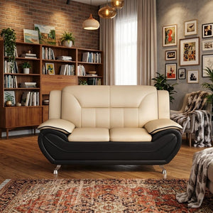 Wakefit 61"W Modern Faux Leather Loveseat,Upholstered 2-Seater Sofa Couch with Stainless Steel Legs - image 5 of 6