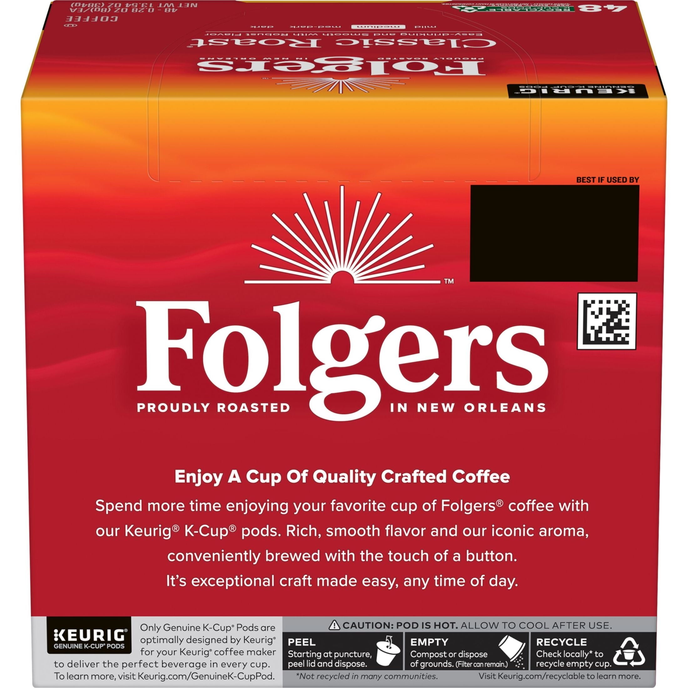 Folgers Classic Roast, Medium Roast Coffee, Keurig K Cup Pods, 48 Count Box — coffee and drinks product, view 3